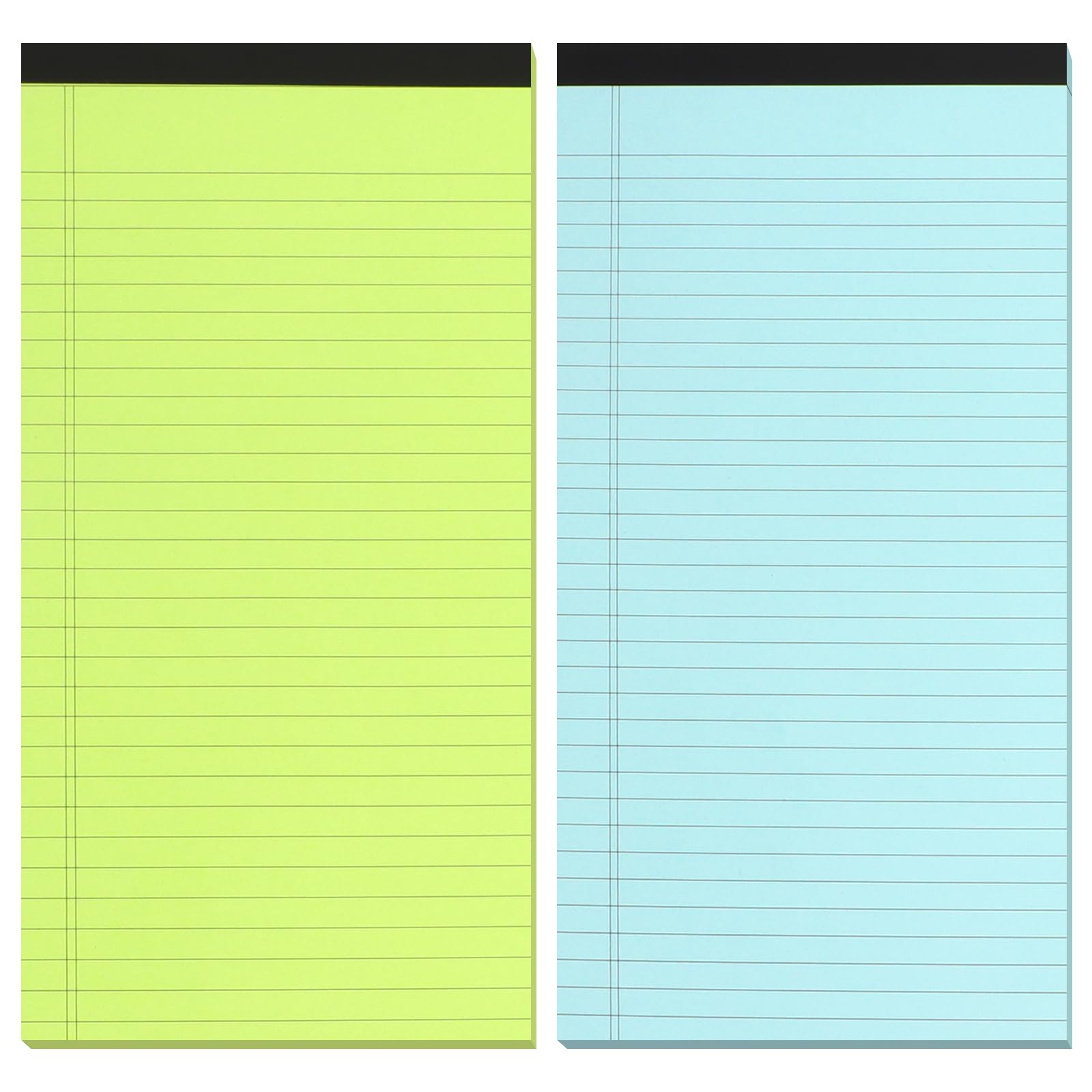 Toplive Colored Legal Pad Writing Pads, 8.3 x 14 Inch 110G Thick Note Pads Multi-color Lined Ruled Legal Writing Pad for Office School Home, 2 Pack 100 Sheets