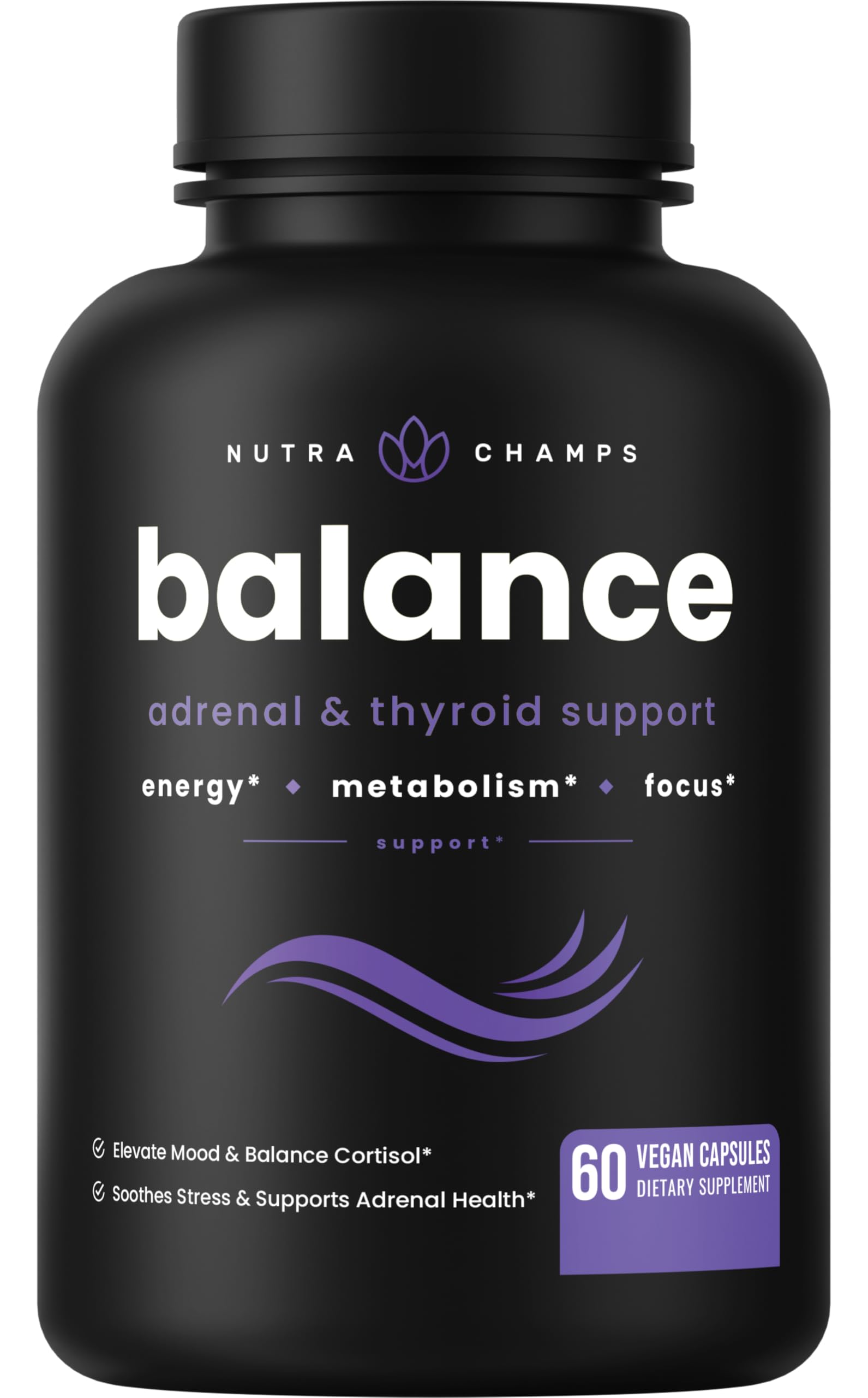 NutraChamps Thyroid Support & Adrenal Support Supplement 2-in-1 Formula with Iodine & Ashwagandha for Energy, Metabolism, Focus, Adrenal Fatigue & Stress Relief, Cortisol Balance for Women & Men