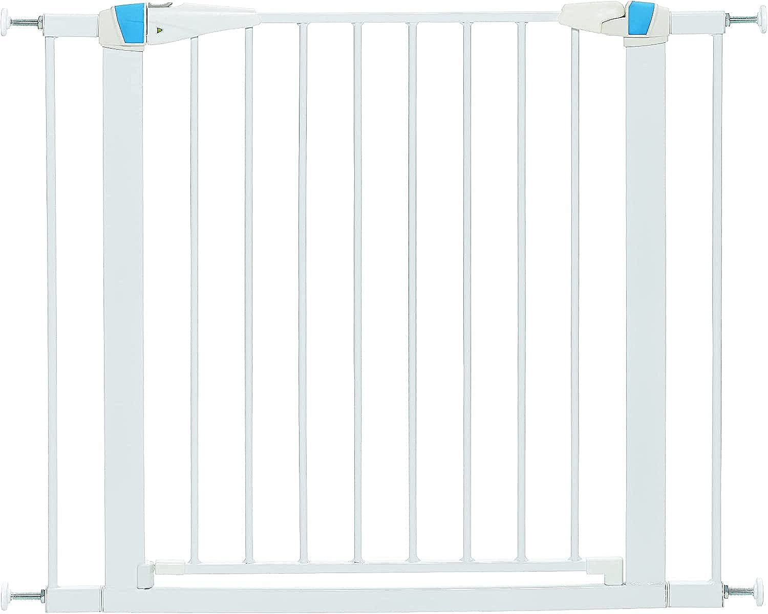 MidWest Homes for Pets Walk-Thru Steel Pet Gate w/ "Safety Glow" Frame; 29" & 39" Tall Pet Gates in Soft White & Textured Graphite (2929SW-GL)