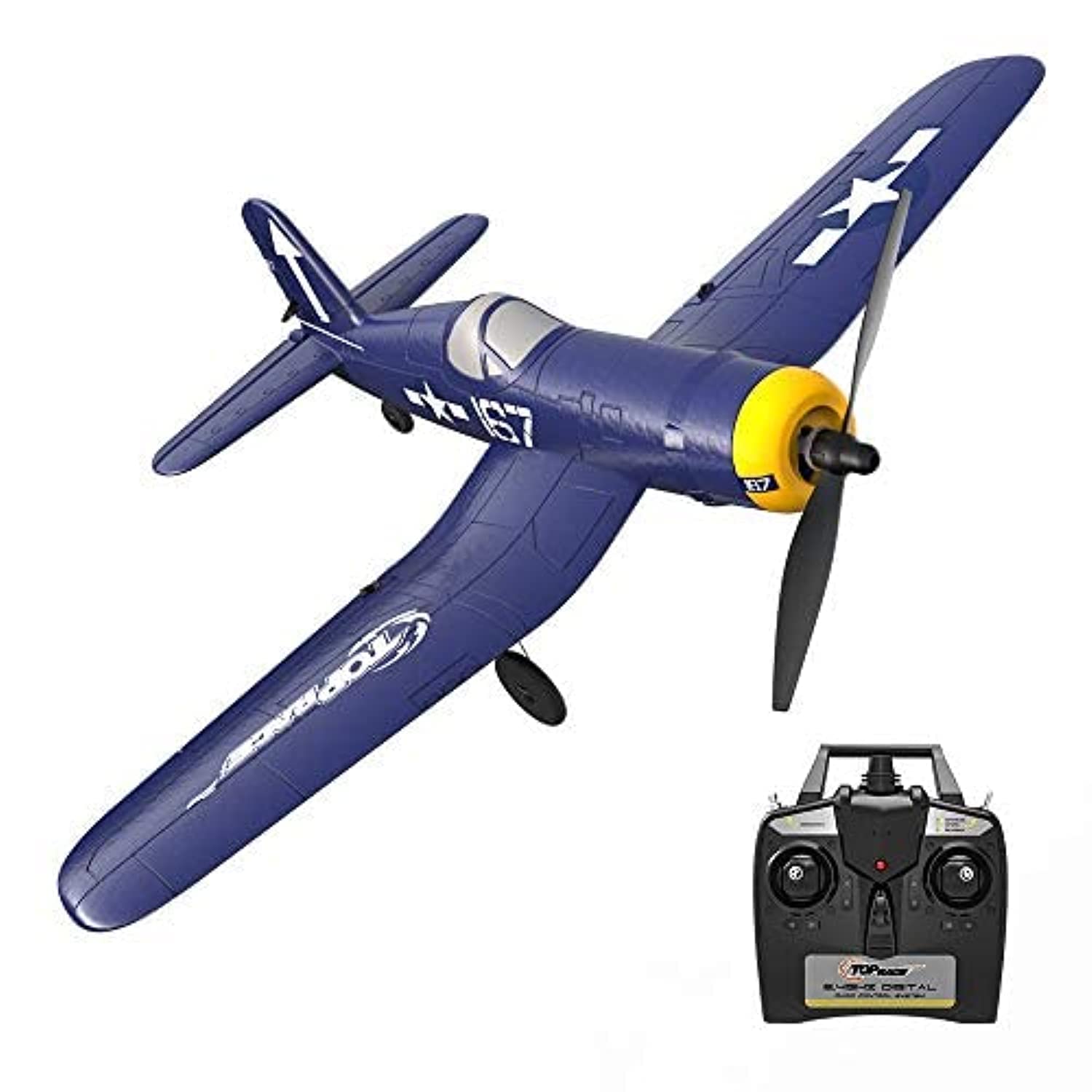 Top Race 4 Channel Remote Control RC Ready to Fly War Airplane for Adults F4U Corsair with Propeller Saver (TR-F4U) - Multicolor