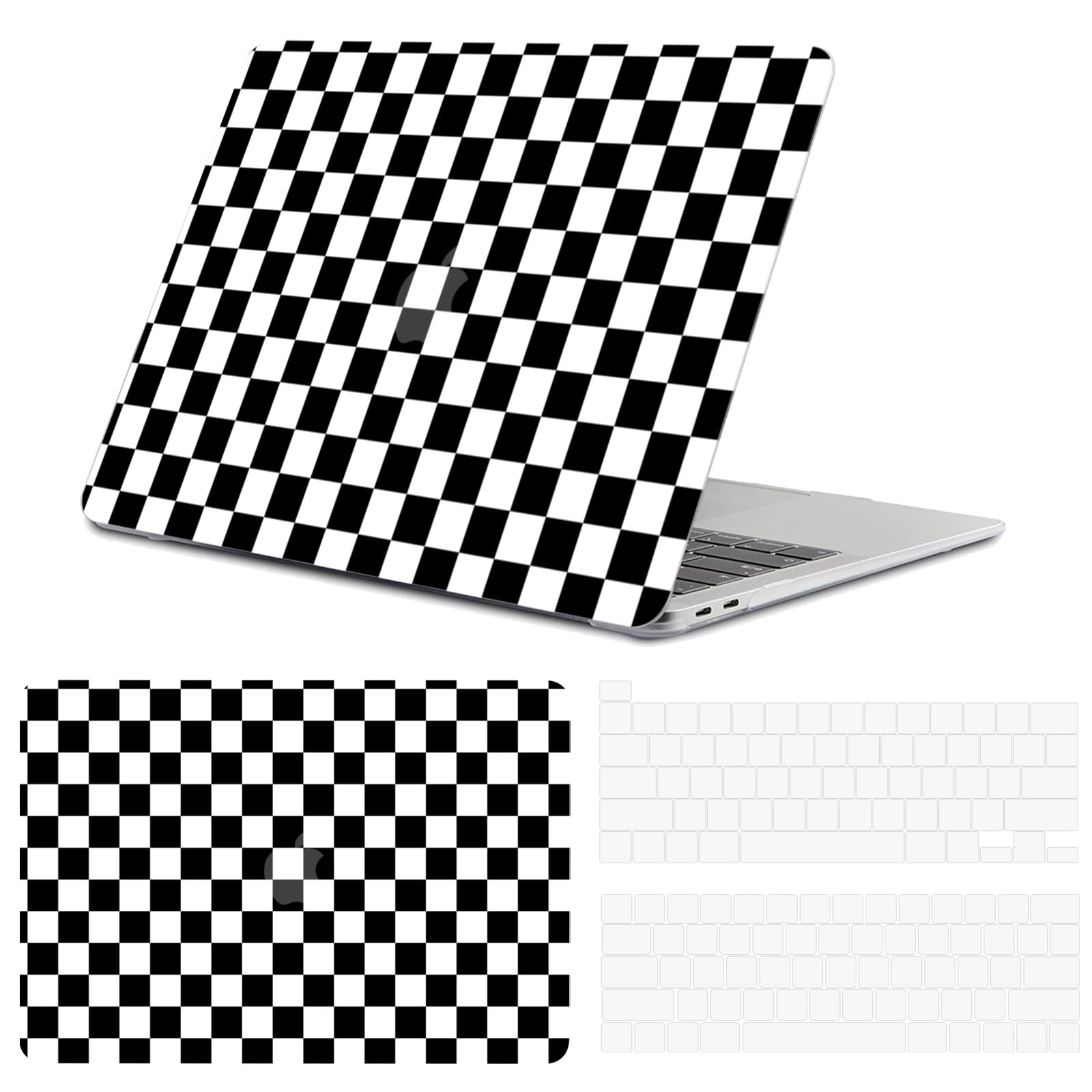 Compatible with MacBook Pro 13 inch Case,2020-2016 Release(A2338 M1/A2159/A2251/A2289/A1989/A1706) with Touch ID & 2 Pack Keyboard Protectors,Elegant Leather Laptop Shell (Black-GZ2)