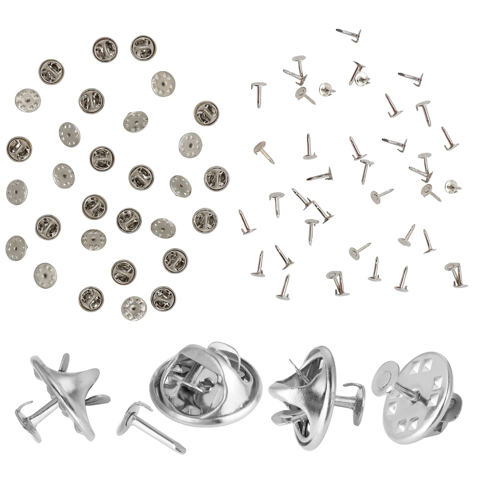 30 Pairs Butterfly Clutch Tie Pins,Butterfly Clutch Tie Tacks Pin Back Replacement with 8mm Blank Pins for Craft Making,Replacement Tie Tack Lapel Pin Backing Holder(Silver)