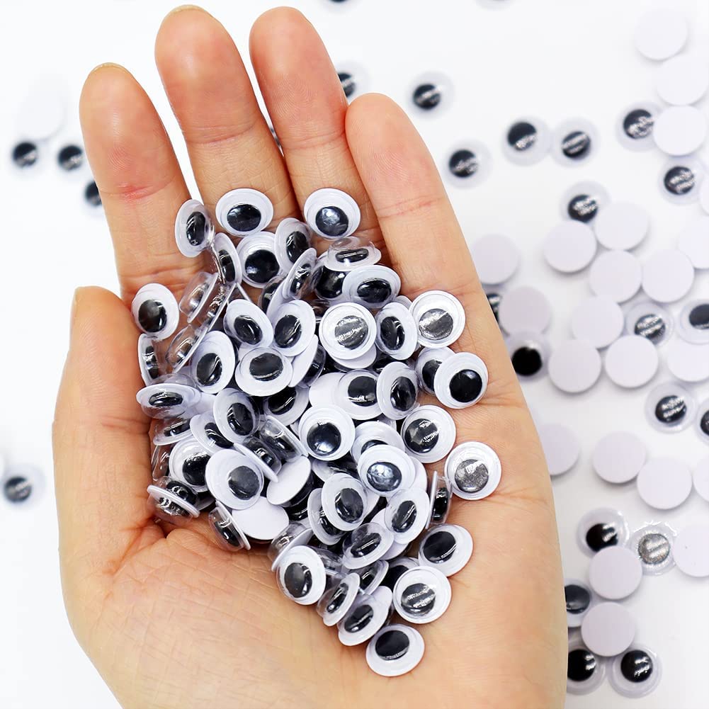 240Pcs Googly Eyes with Self-adhesive Black White Plastic Wiggle Googly Stickers Eyes for Shcool DIY Crafts Projects, Halloween Christmas DIY Craft Decorations