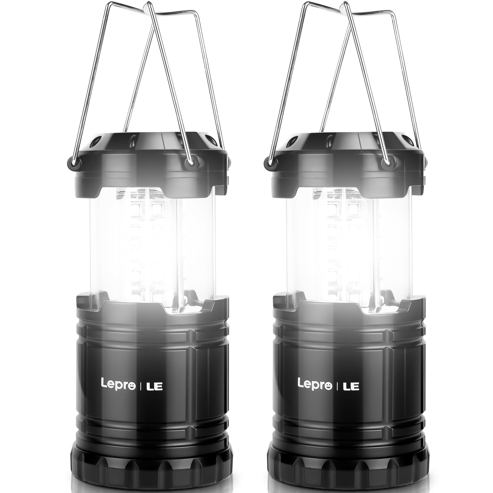 LeproLED Camping Lanterns Battery Powered, Collapsible, IPX4 Water Resistant, Outdoor Portable Lights for Emergency, Hurricane, Storms and Outages