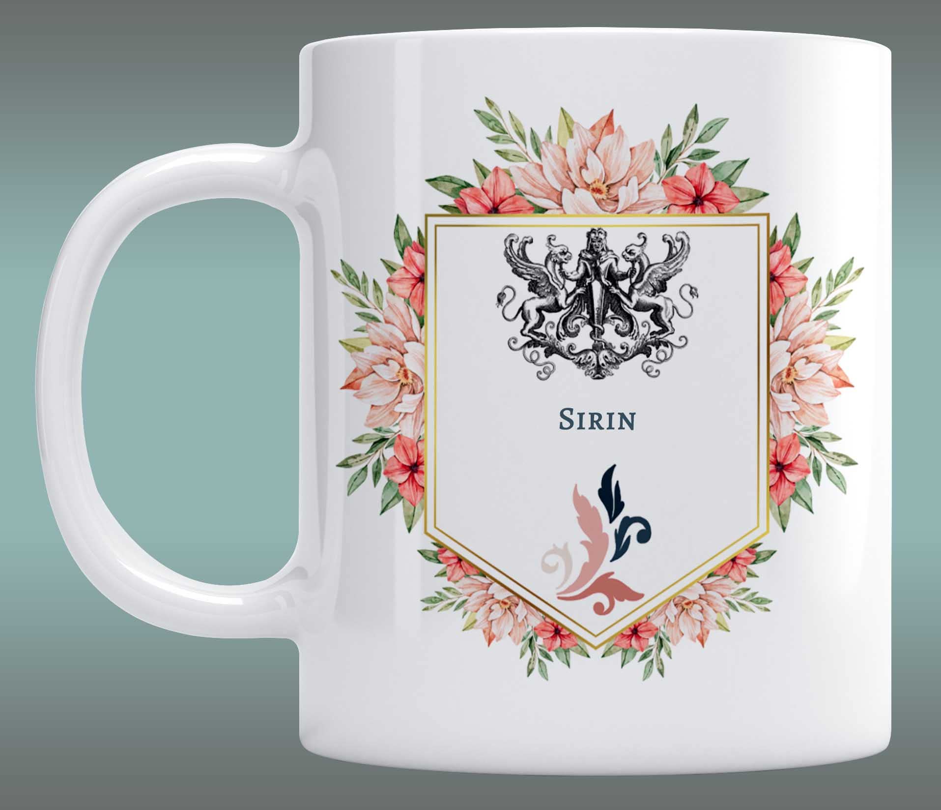 LOROFY Name Sirin Printed Emblem Design White Ceramic Coffee Mug (350ML)