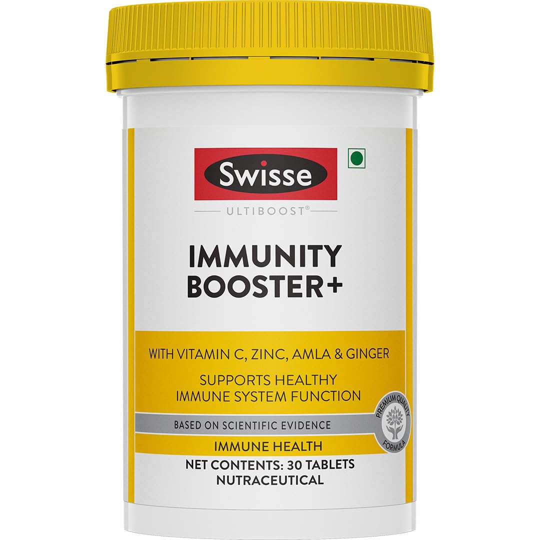 Swisse Immunity Booster+ with Vitamin C & Zinc - Contains Amla & Ginger, All Natural Immunity Booster - 30 Tablets