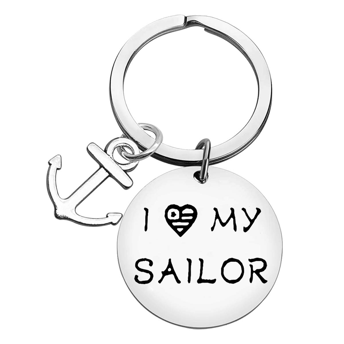 Baixian Valentine's Day Gifts for Navy Gifts for Military Girlfriend Wife Mom Friends Sailor Keychain I Love My Sailor Keyring Military Keychain Gifts for Women Girls Military Deployment Jewelry