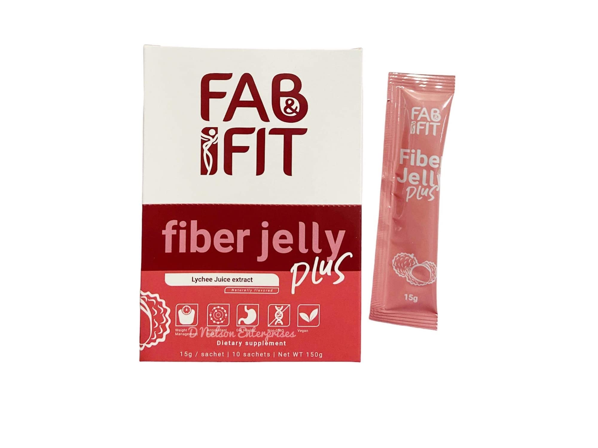 Fab and Fit Fiber Jelly Plus Lychee, 10 Sachets