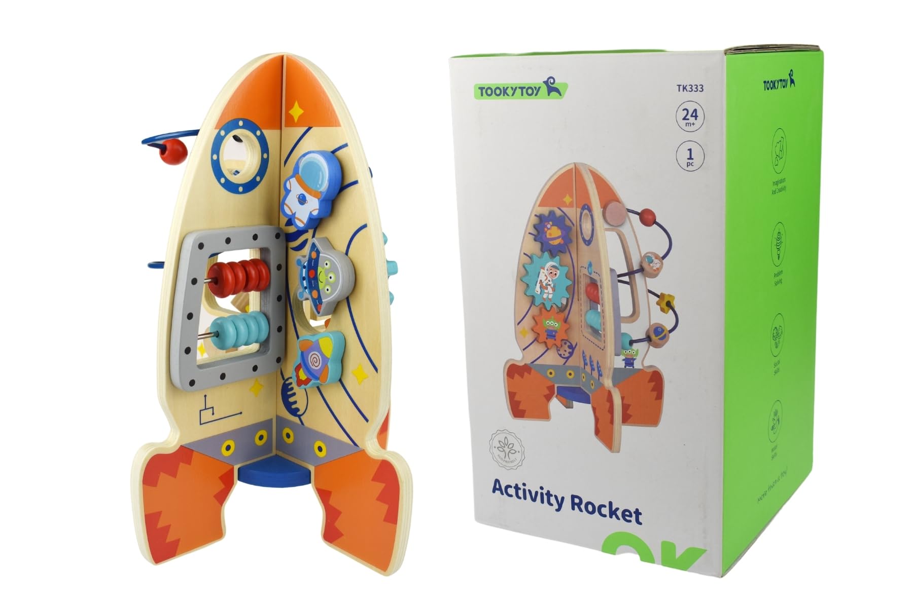 Tooky ToyTK333 Wooden Activity Rocket