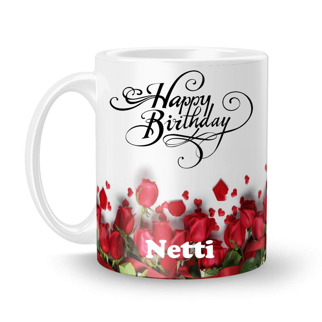 Happy Birthday Netti Printed White Ceramic Mug (350) ml