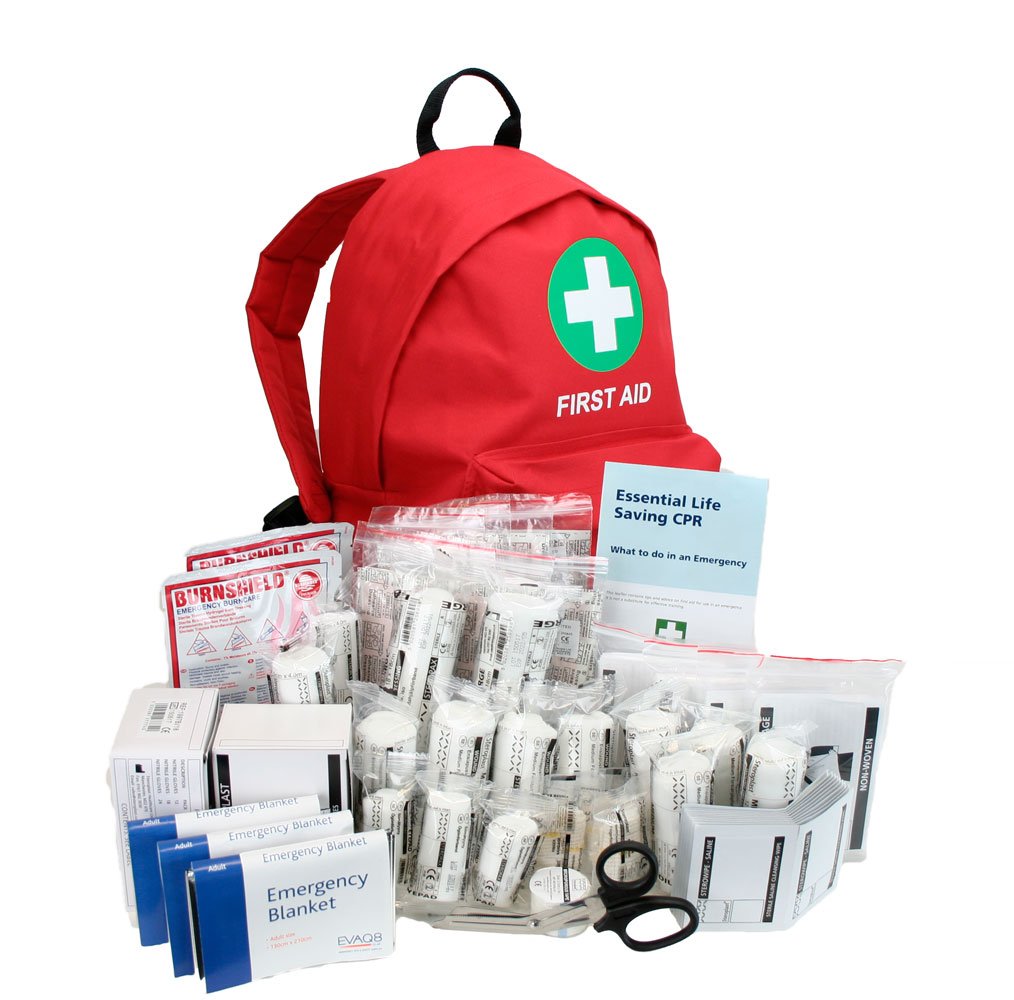 First Aid Backpack for Schools with BS8599-1 Contents - Emergency Grab Bag