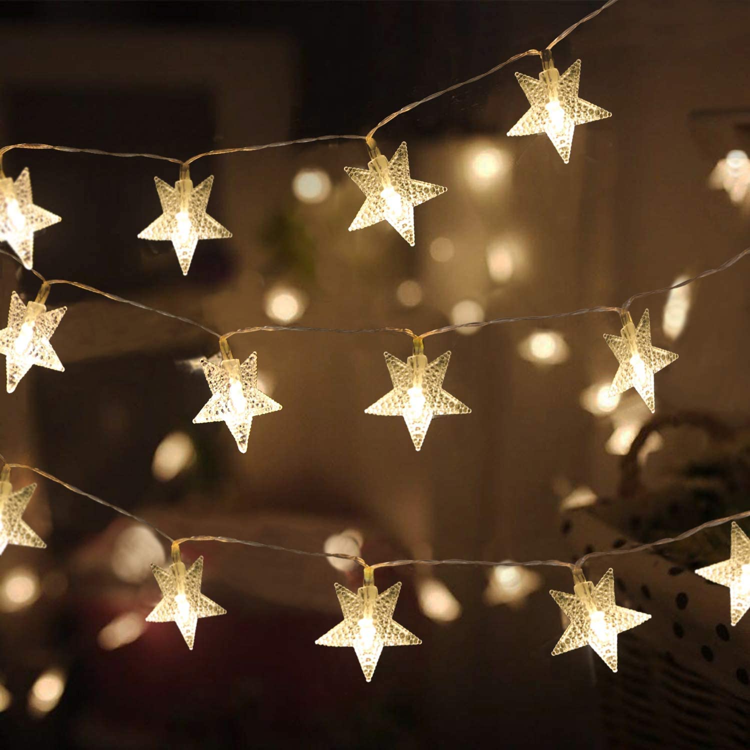 XERGY Star String Fairy 14 Led Lights Outdoor and Indoor for Home Decoration Light, Diwali Lights & Christmas,Party (Warm White,Corded Electric)