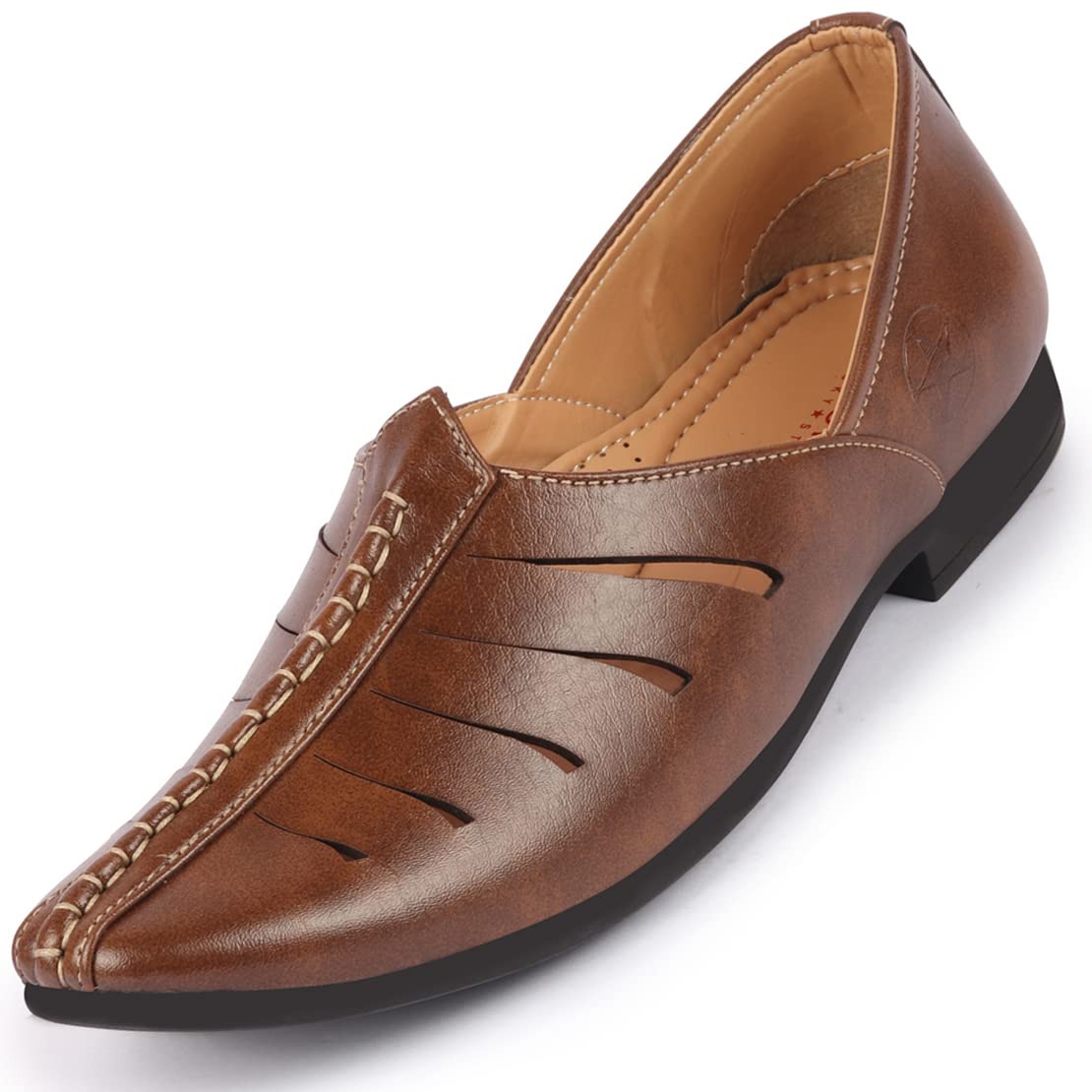 FAUSTO Men's Ethnic Wedding Party Laser Cut Slip On Juttis and Mojaris