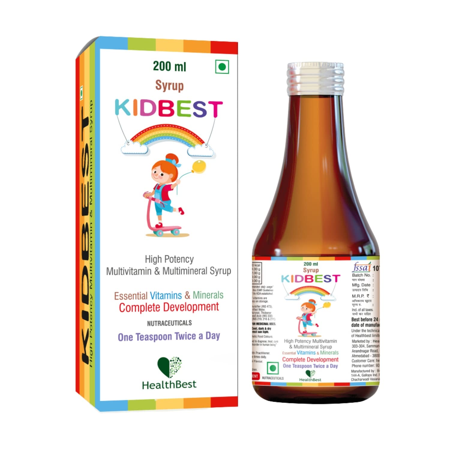 Kidbest Multivitamin Syrup for 3-13 Years Kids | 200ml