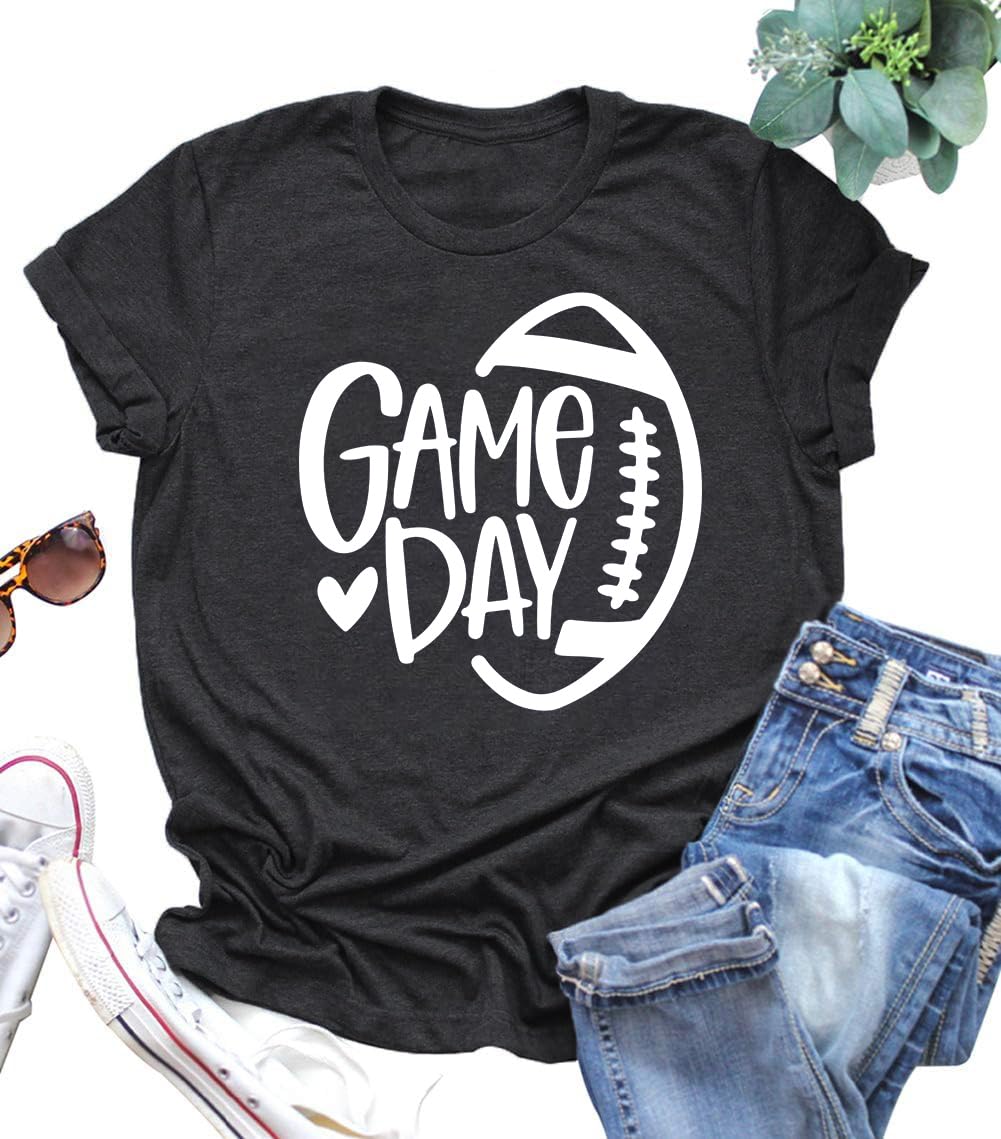 Women Game Day Football Shirts: Cute Football Graphic T Shirt Funny Sunday Funday Tee Casual Football Season Tops