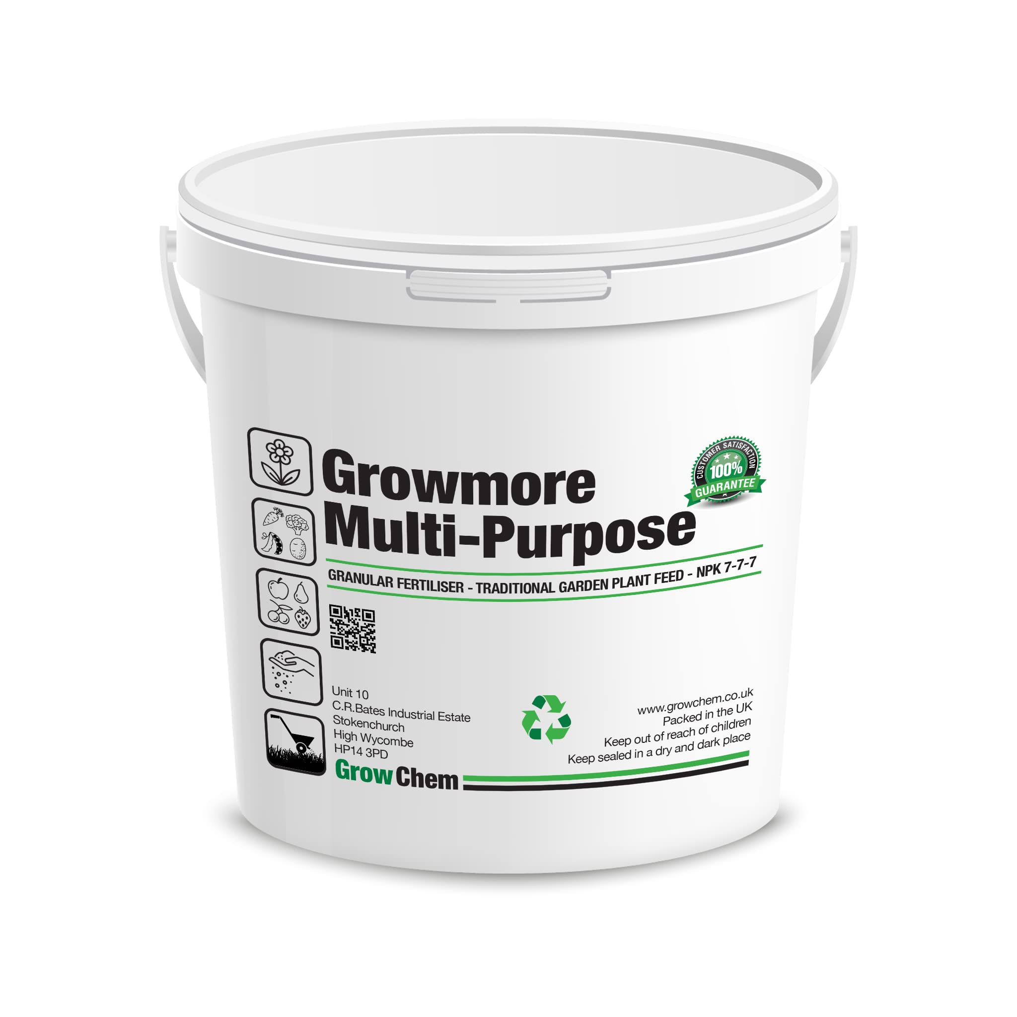 Growmore General Purpose Fertiliser Granules (5Kg Bucket) Growmore 7-7-7, All Round Fertiliser for Garden, Flowers, Fruit and Veg plants. Plant Feeding, Preparing Beds, Borders, Pots and Lawns