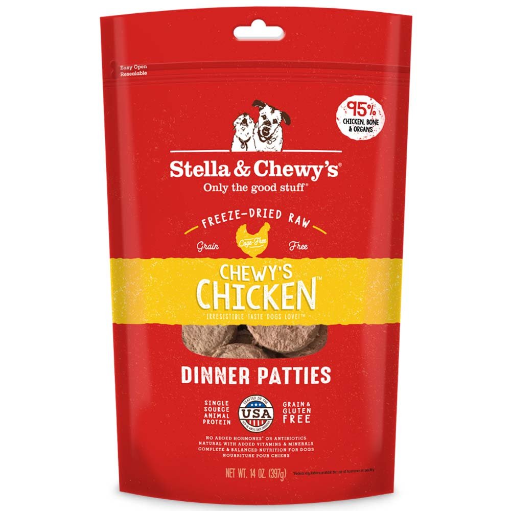 Stella & Chewy'sFreeze-Dried Raw Chewy's Chicken Dinner Patties Dog Food, 14 oz. Bag, 14 Ounce (Pack of 1)