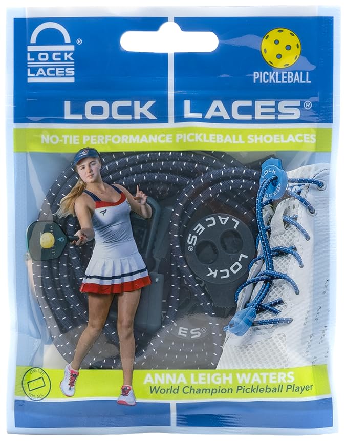 Lock Laces - Pickleball Anna Leigh Waters No Tie Elastic Shoelaces (Navy)