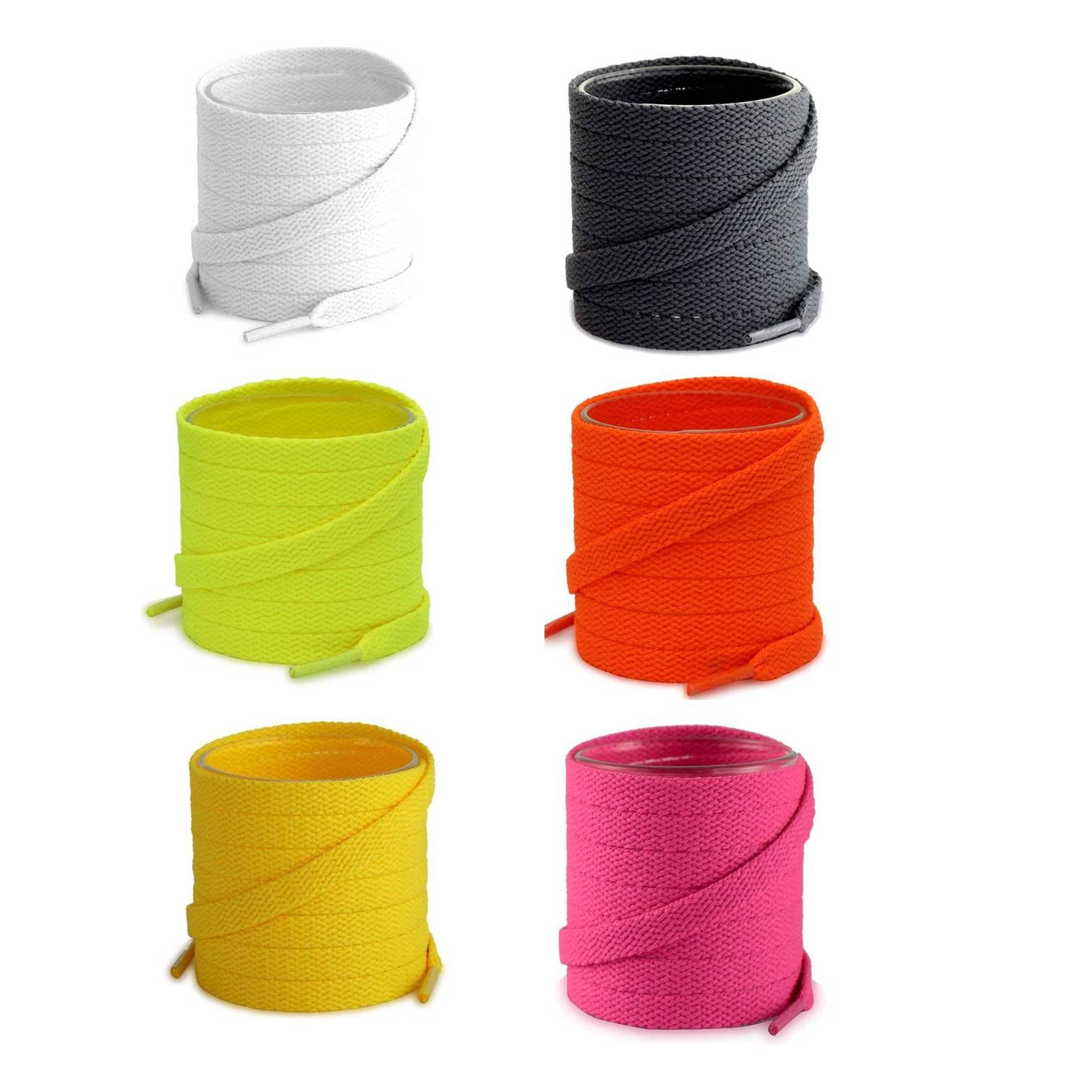 LifyFlat Shoelaces - 8MM (5/16" Inch) Wide - Shoe Laces For All types Shoes & Sneakers- Vibrant Colors: - Set of 6