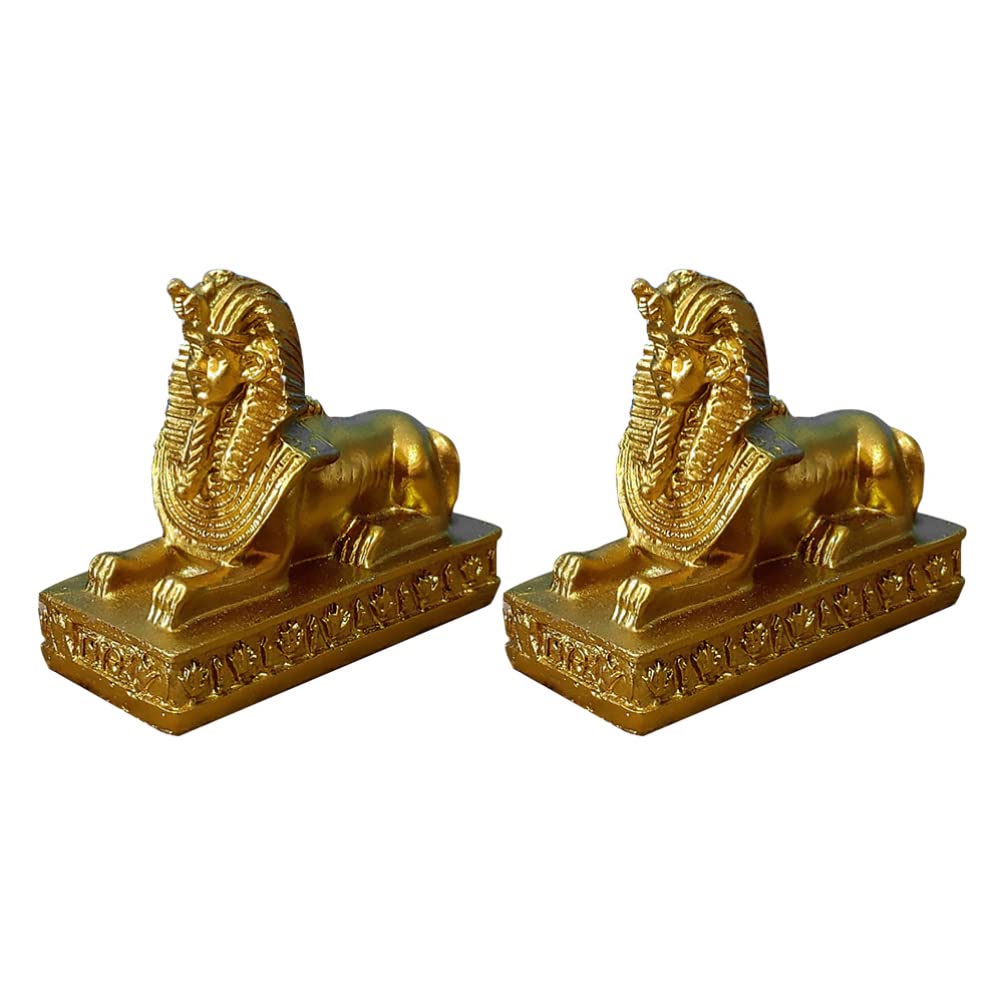 Toddmomy Small Sphinx Statue 2Pcs Ancient Egyptian Sphinx Figurine Vintage Antique Home Office Table Decorations Ornaments