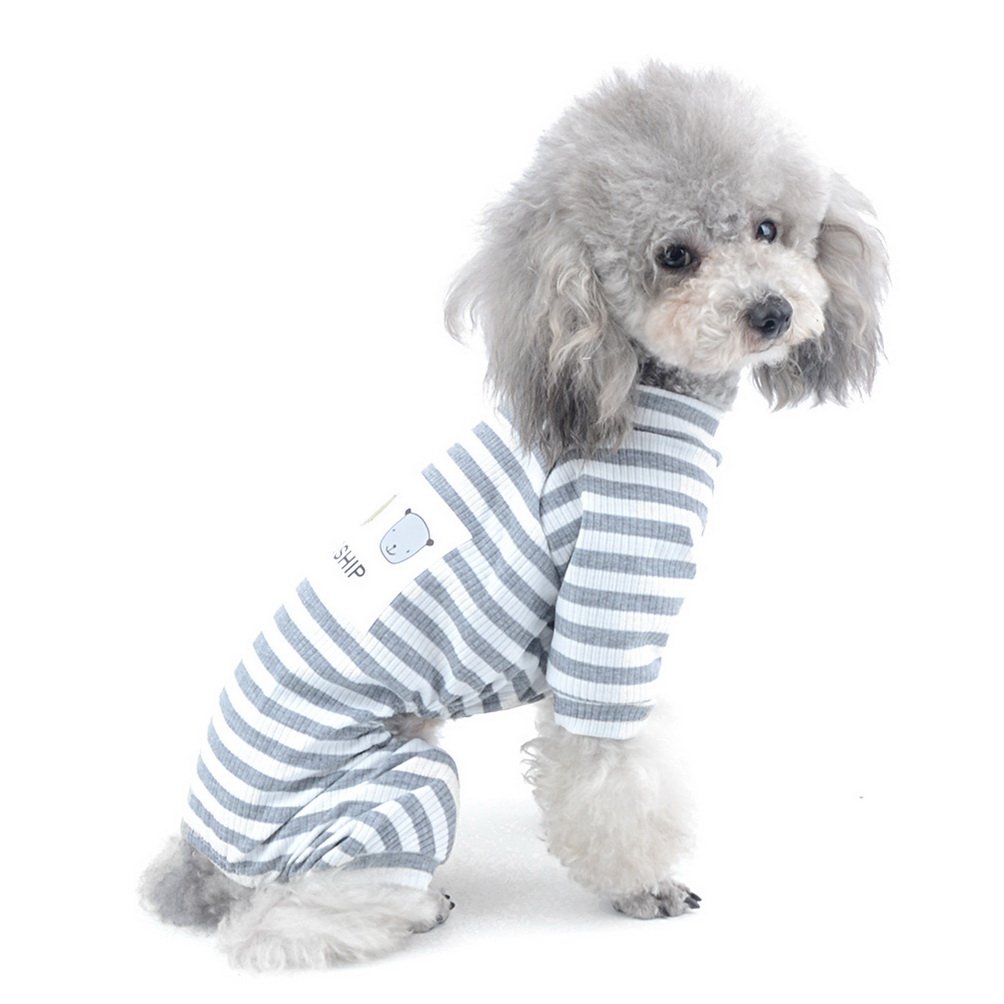 SELMAI Pet Shirt Dog Clothes for Yorkie Soft Cotton Breathable Pajamas Colorful Stripe Large Cat Apparel Sleepwear Outfit Easy on Doggy Costume Jumpsuit for Puppy Walking Training Outdoor Grey XXL