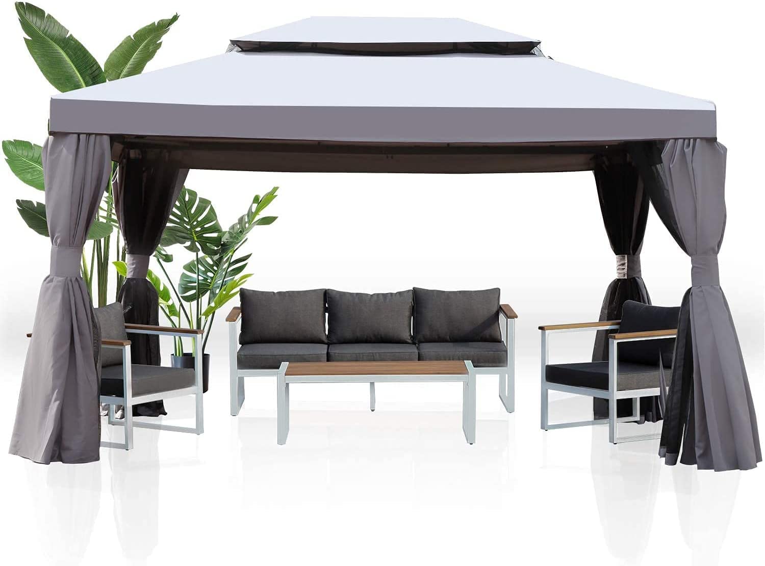 Grand patio Gazebo, Outdoor Canopy with Mosquito Netting, Predium Material, Sun Shade, Outdoor Shelter for BBQ, Event, Party, UV 50+ (3 * 4m, Grey)