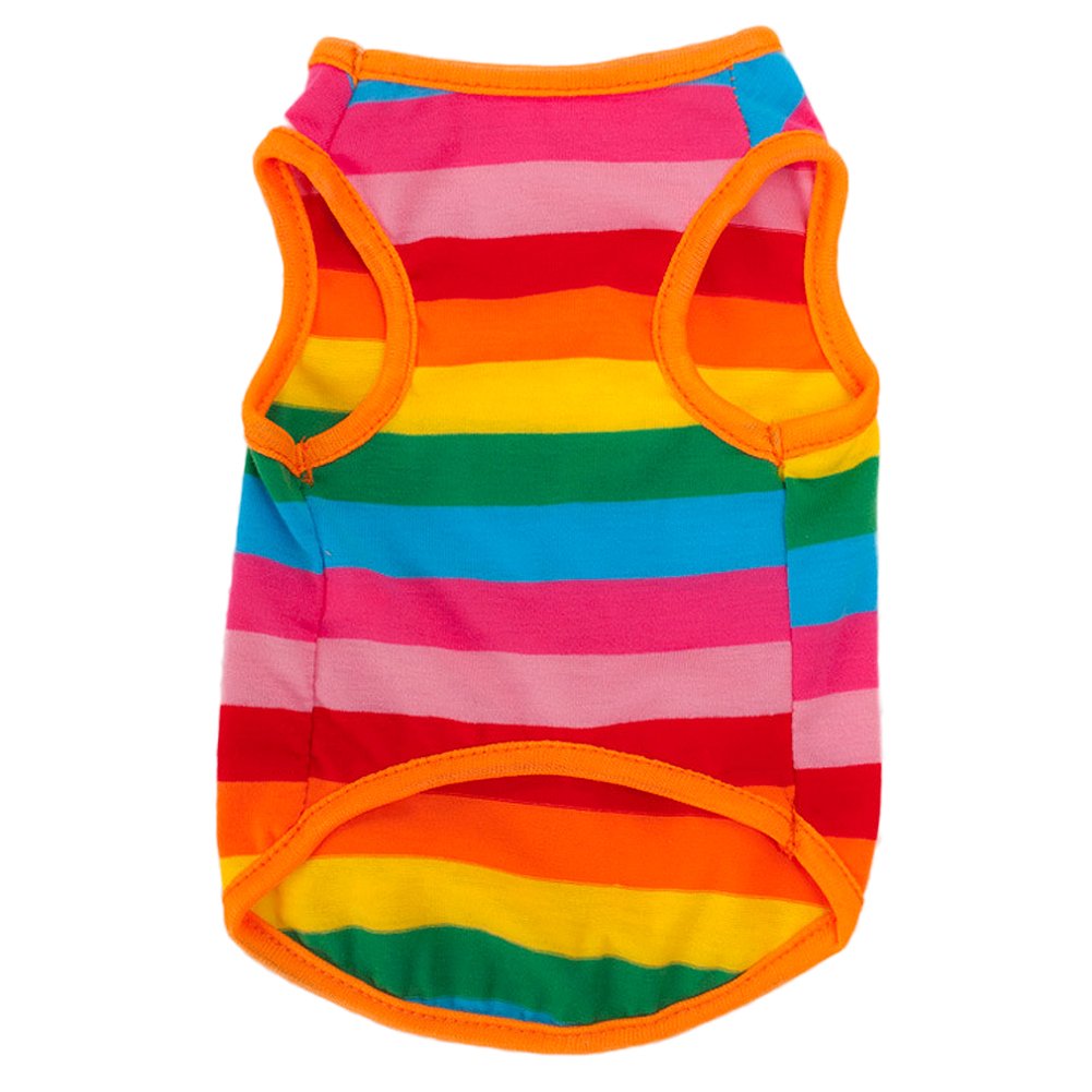 BUYITNOW Rainbow Stripe Pet Vest Breathable Summer Cotton Sleeveless T-Shirt Small Dog Cat Clothes