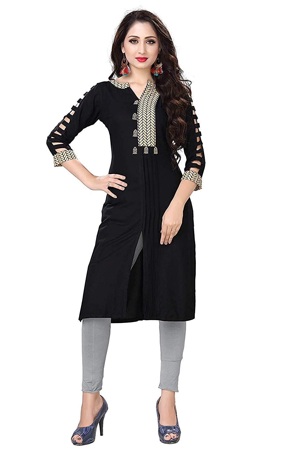 AvishaWomens Straight Printed Banglori Silk Kurti