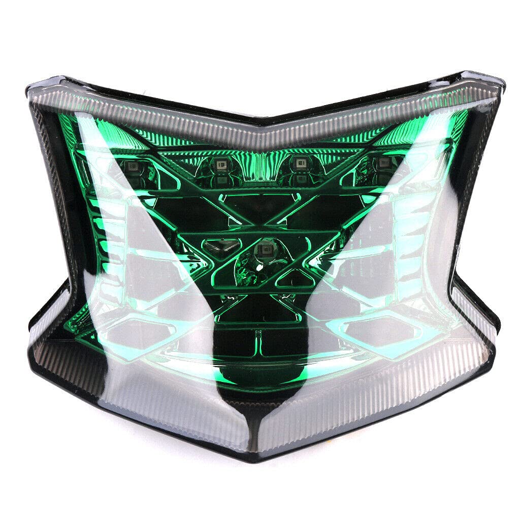 LED Tail Light Rear Lamp Brake Light Turn Siginal Integrated Assembly Compatible with Kawasaki Z900 Z650 Ninja 650 2017-2021 (Green Lens)