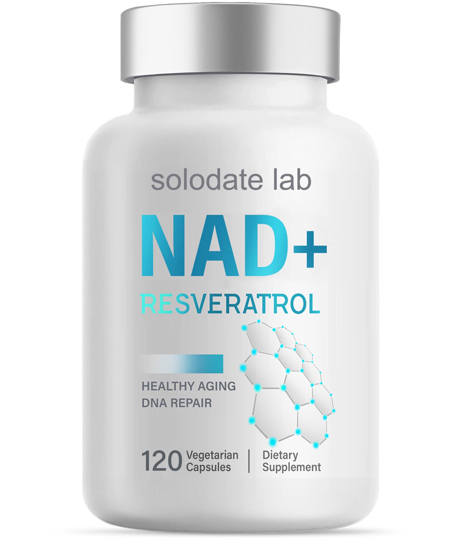 NAD Supplement 1000mg, True NAD+ & Resveratrol, NMN Alternative for Cellular Energy & Healthy Aging - 120 Caps