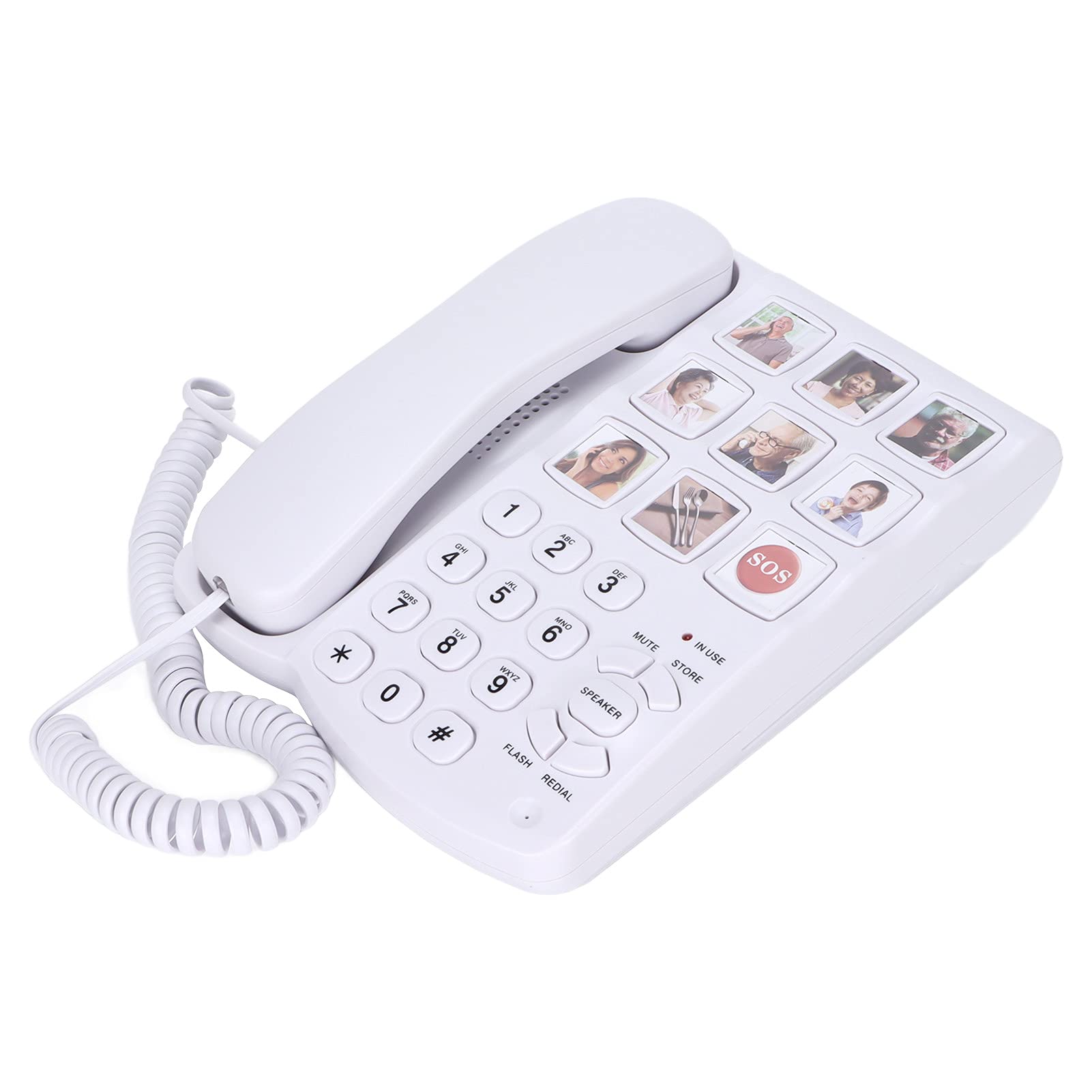 BTER Large Buttons Landline Phone, Picture Care Desktop Telephone with One Touch Dial and Hands Free Function, SOS Speed Dial Amplified Photo Memory Corded Landline Phone for Seniors Elderly, default