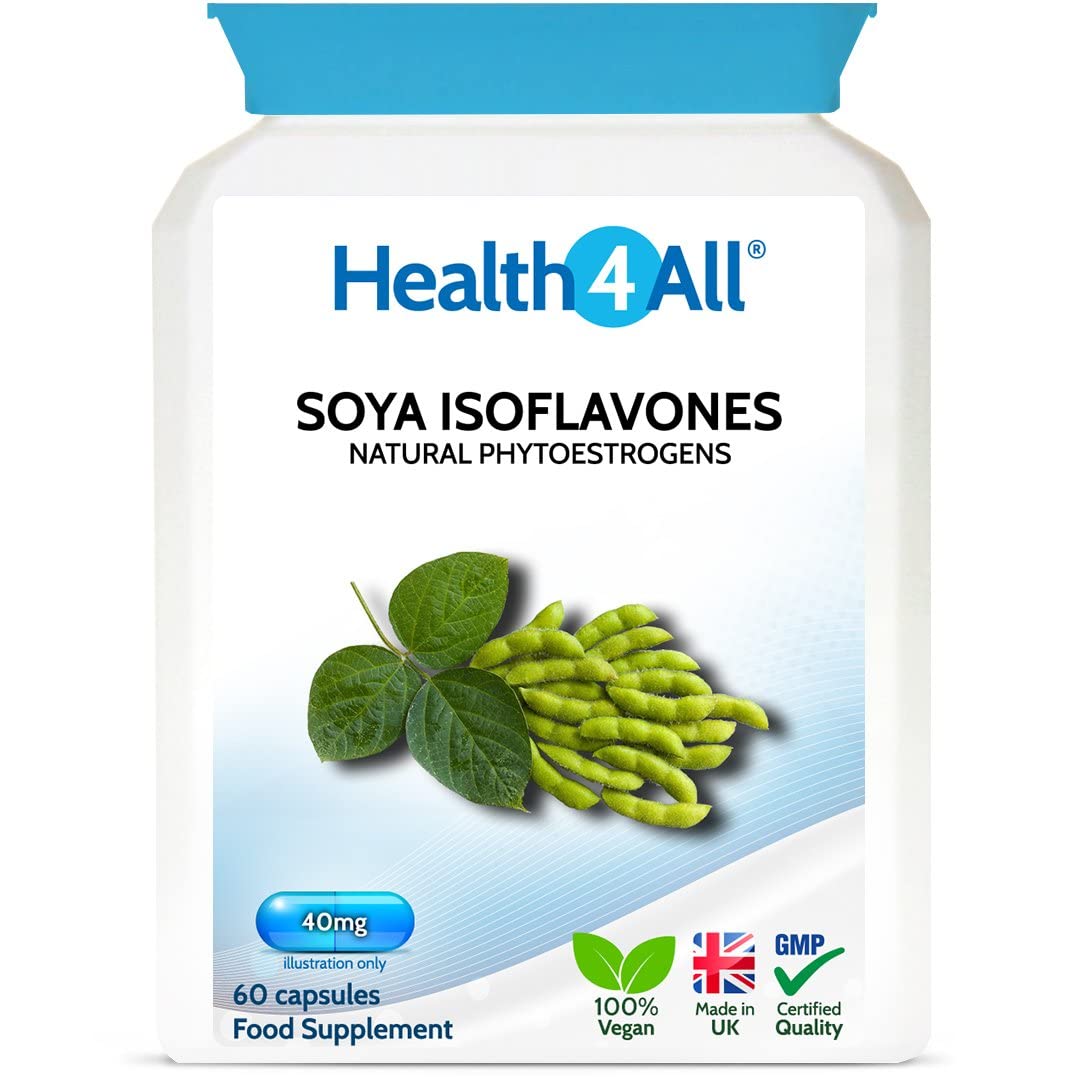 Health4AllSOYA Isoflavones 40mg 60 Capsules (V) GMO Free, Non-Irradiated, Menopause Support Supplement