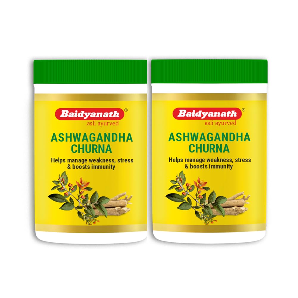 Baidyanath Ashwagandha Churna | Helps Boost Strength, Stamina & Energy | Stress Relief | Made with 100% Pure Ashwagandha - 100g (Pack of 2)