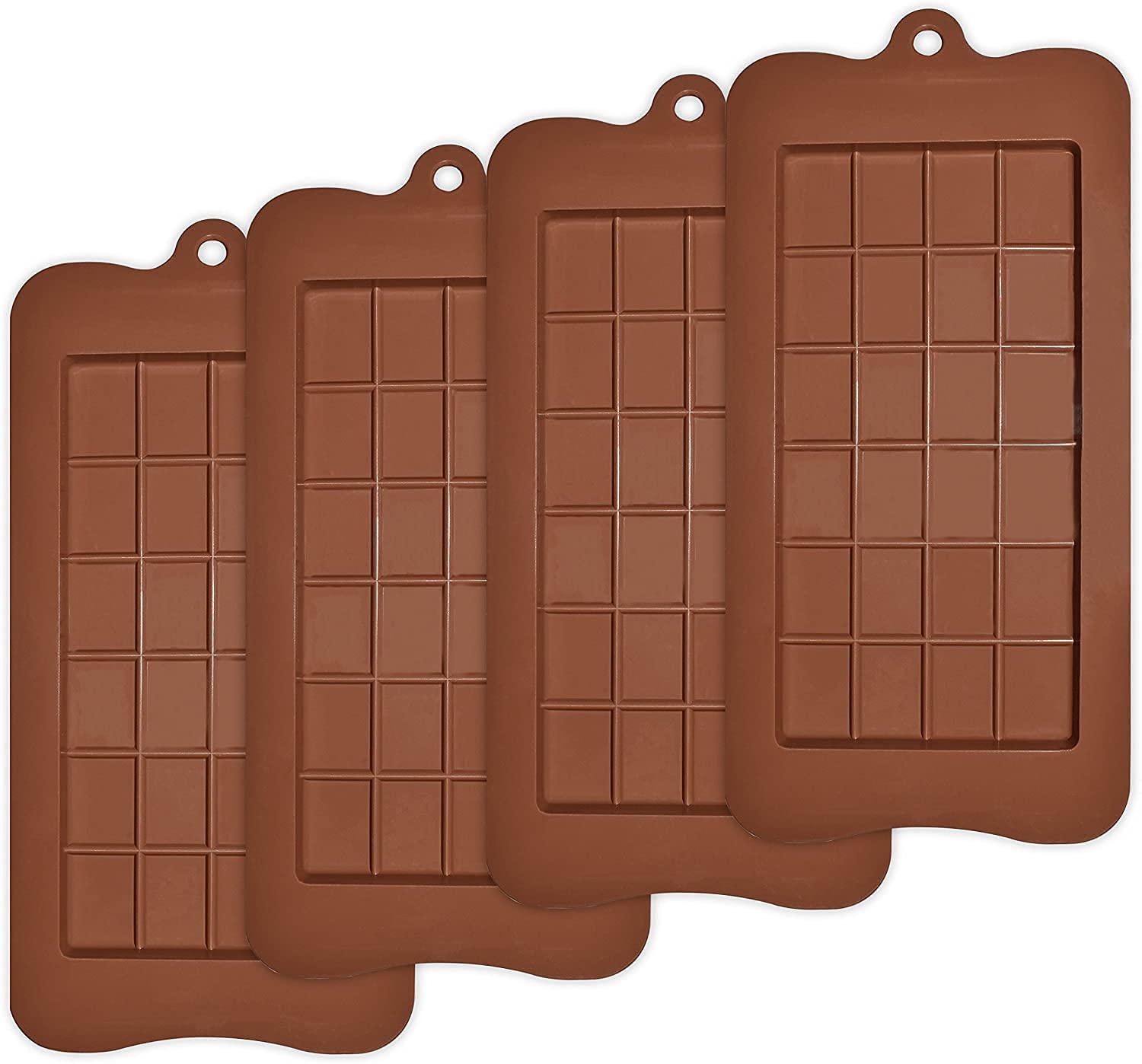 KASTWAVEBreak-Apart Chocolate Moulds, Set of 4 Packs Food Grade Non-Stick Silicone Protein and Energy Bar Moulds