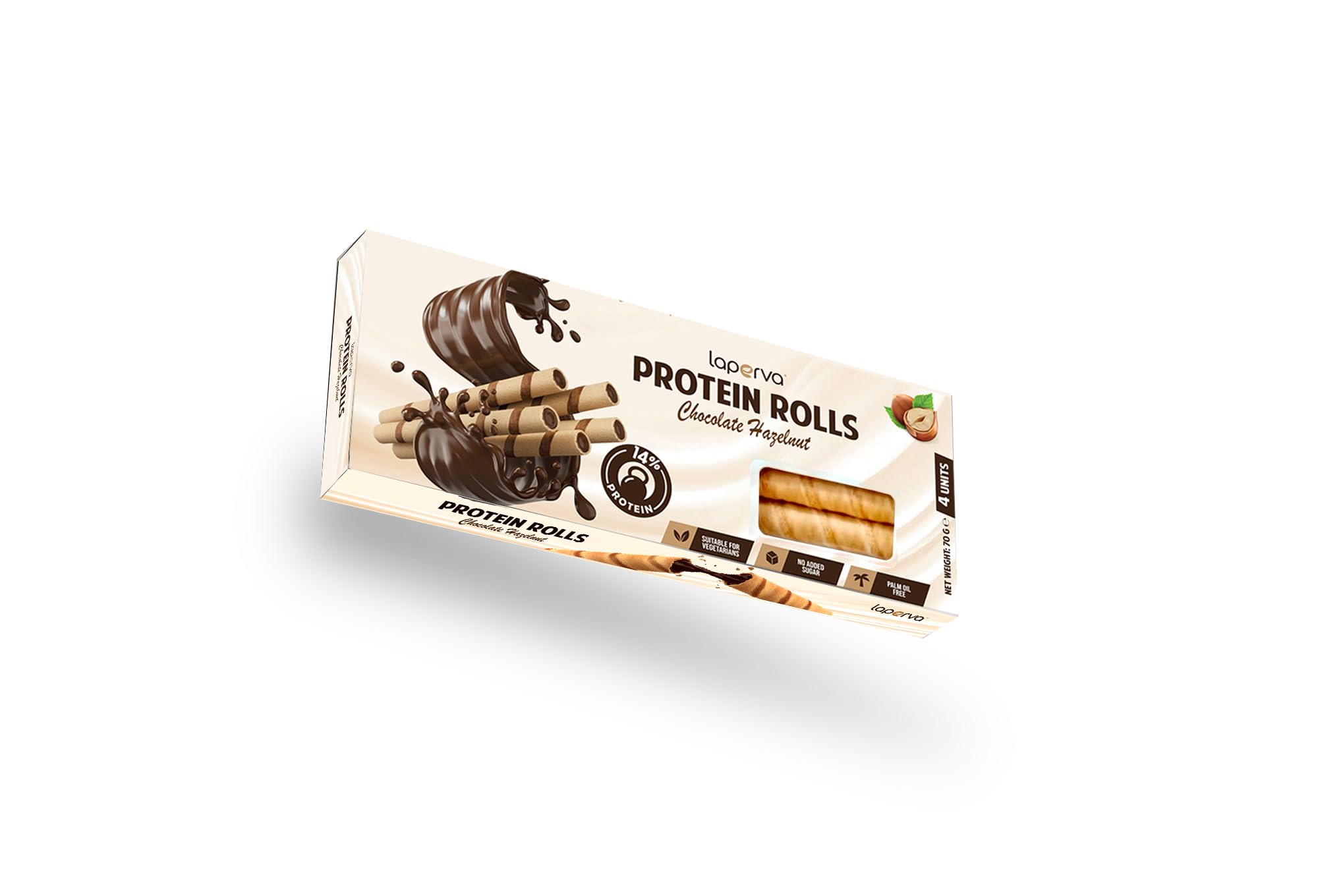 Laperva Chocolate Protein Rolls - Pack of 4 Servings - No Added Sugar, Vegetarian, Palm Oil-Free, Yeast-Free | Perfect for Cakes, Ice Cream, and Desserts (70gm - Pack of 1, Chocolate Hazelnut)