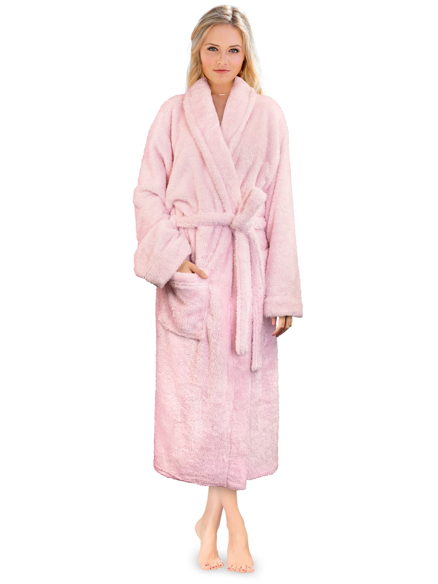 PAVILIA Premium Womens Plush Soft Robe Fluffy, Warm, Fleece Sherpa Shaggy Bathrobe