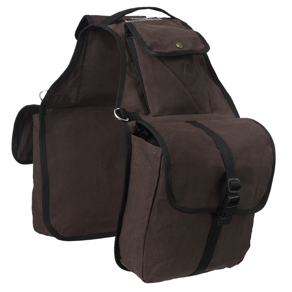 Tough-1 Canvas Saddle Bag for Horses - Brown