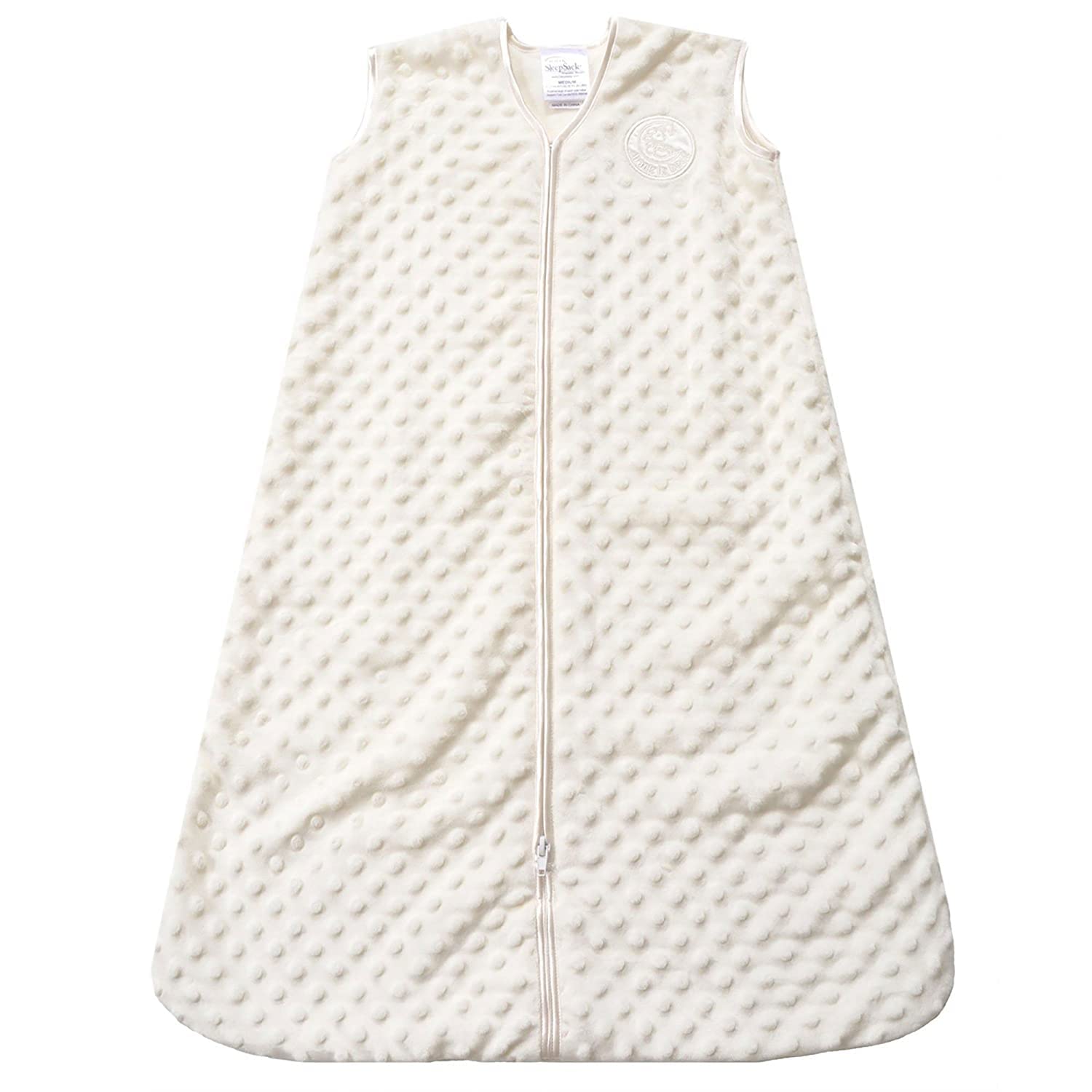 HALO Sleepsack Plush Dot Velboa Wearable Blanket, TOG 1.5, Cream, Medium