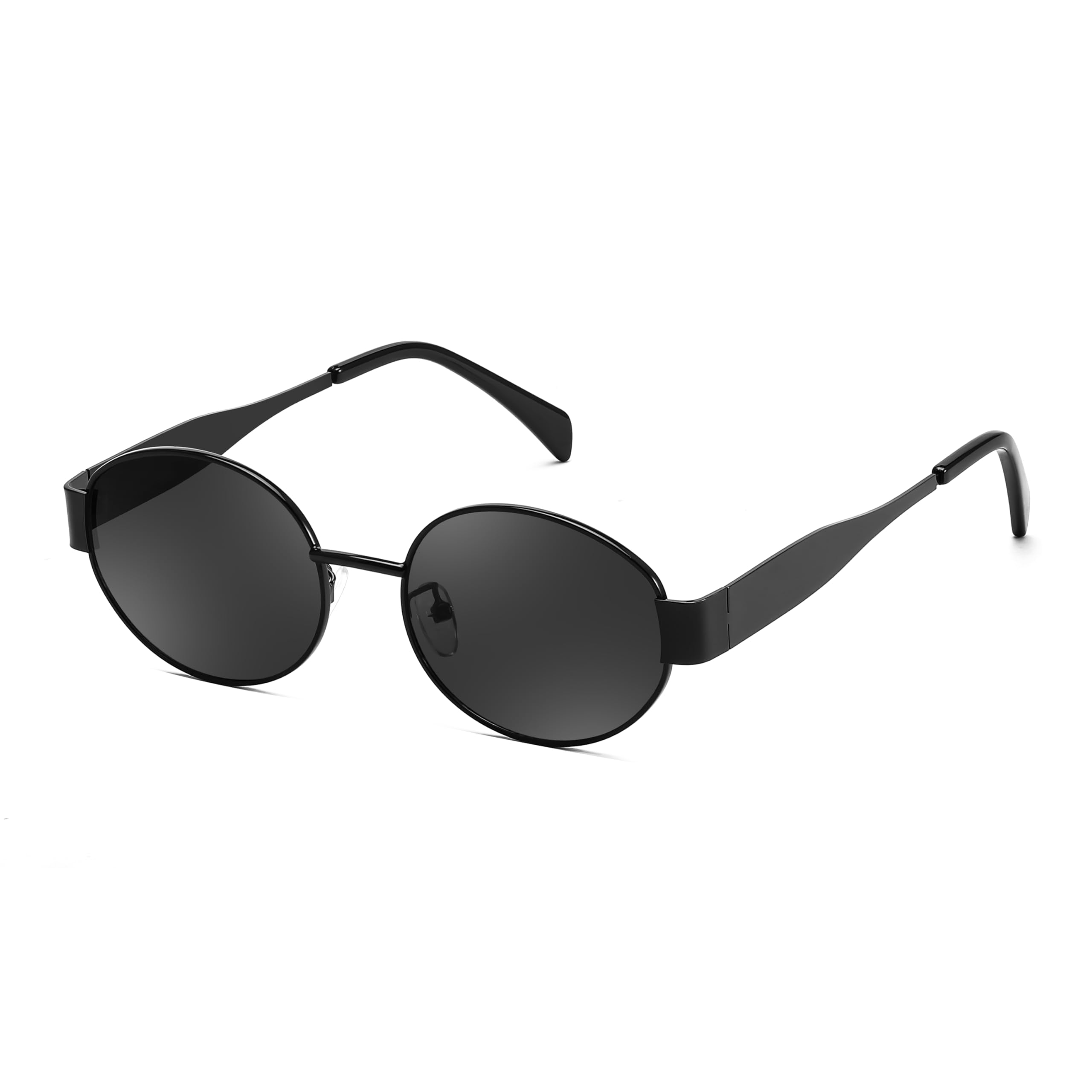 FEISEDYTrendy Retro Oval Sunglasses for Women Men Small Metal Frame Sun Glasses UV400 Shades B0124