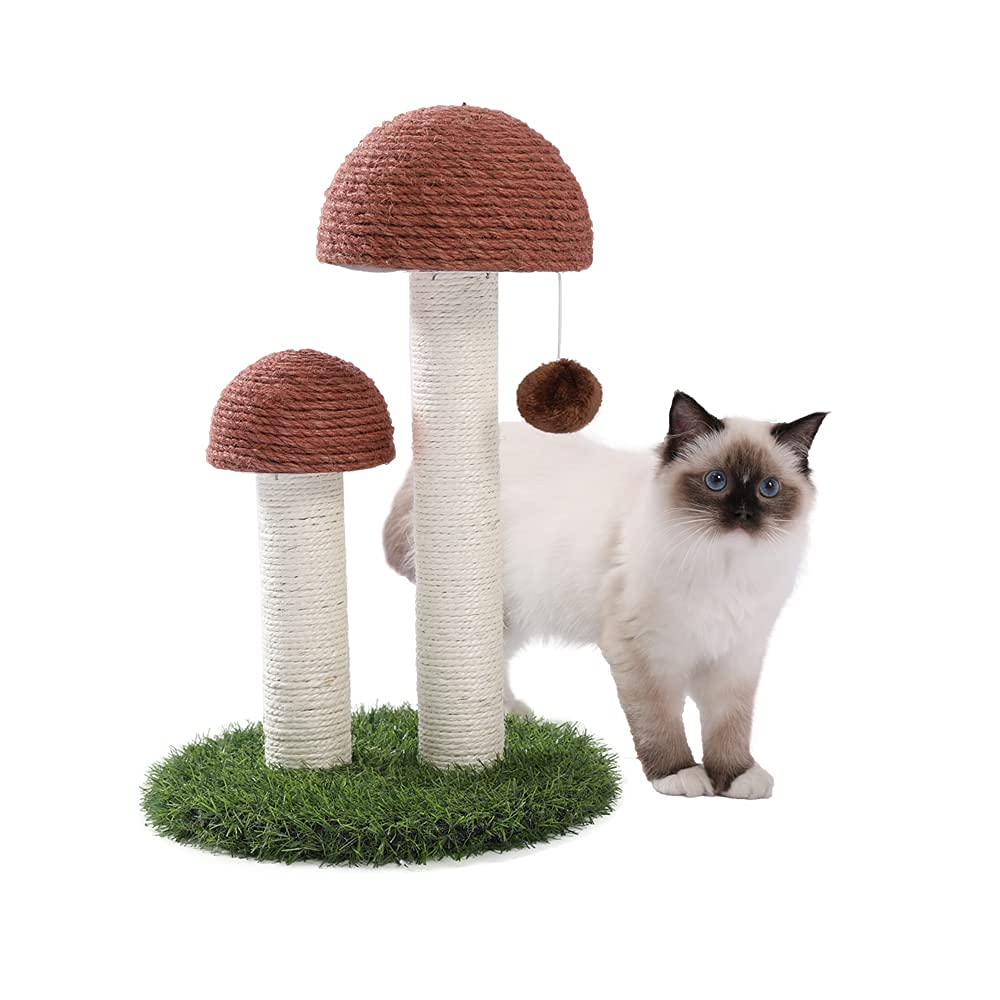 PAWZ Road Mushroom Scratching Post for cats, Sisal Cat Scratching post with ball 48cm/18.9"