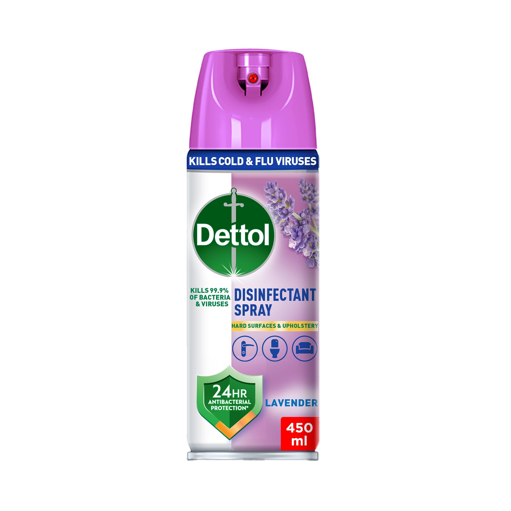 Dettol Antibacterial All in One Disinfectant Spray Effective Germ Protection & Personal Hygiene, Kills 99.9% of Bacteria & Viruses, Lavender Fragrance, 450ml