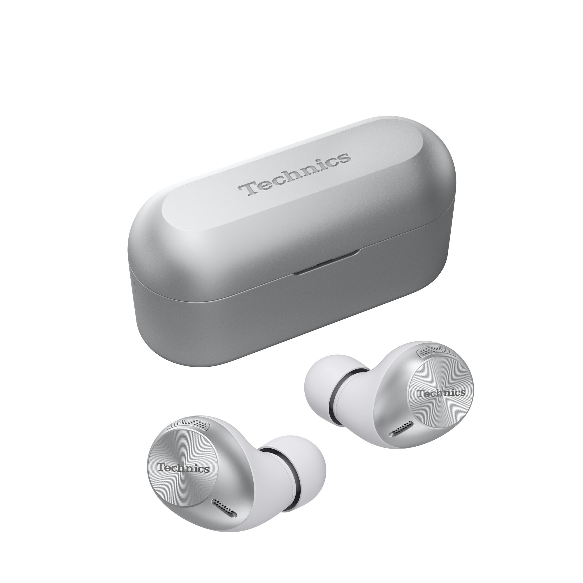 TechnicsEAH-AZ40M2ES Wireless Earphones with Noise Cancelling, Bluetooth Multipoint 3 Devices, Comfortable In-Ear Earphones, Headphones with Integrated Microphone, Adaptable, Silver