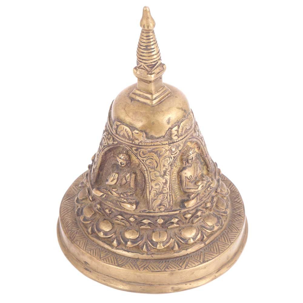 Indian-Shelf Handmade Vocalforlocal Vintage Brass Buddha Statue Dorje Vajra Bell Pack of 1 (17.01 cm)