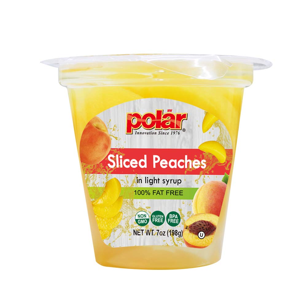 MW Polar Snack Cup, Sliced Peaches in Light Syrup, 7 Ounce (Pack of 12)