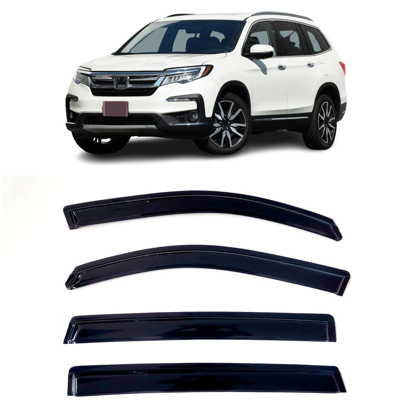 BGGTYRSD Side Window Visor Sun Deflector Rain Guard Vent Shade Fits Honda Pilot 2009-2015