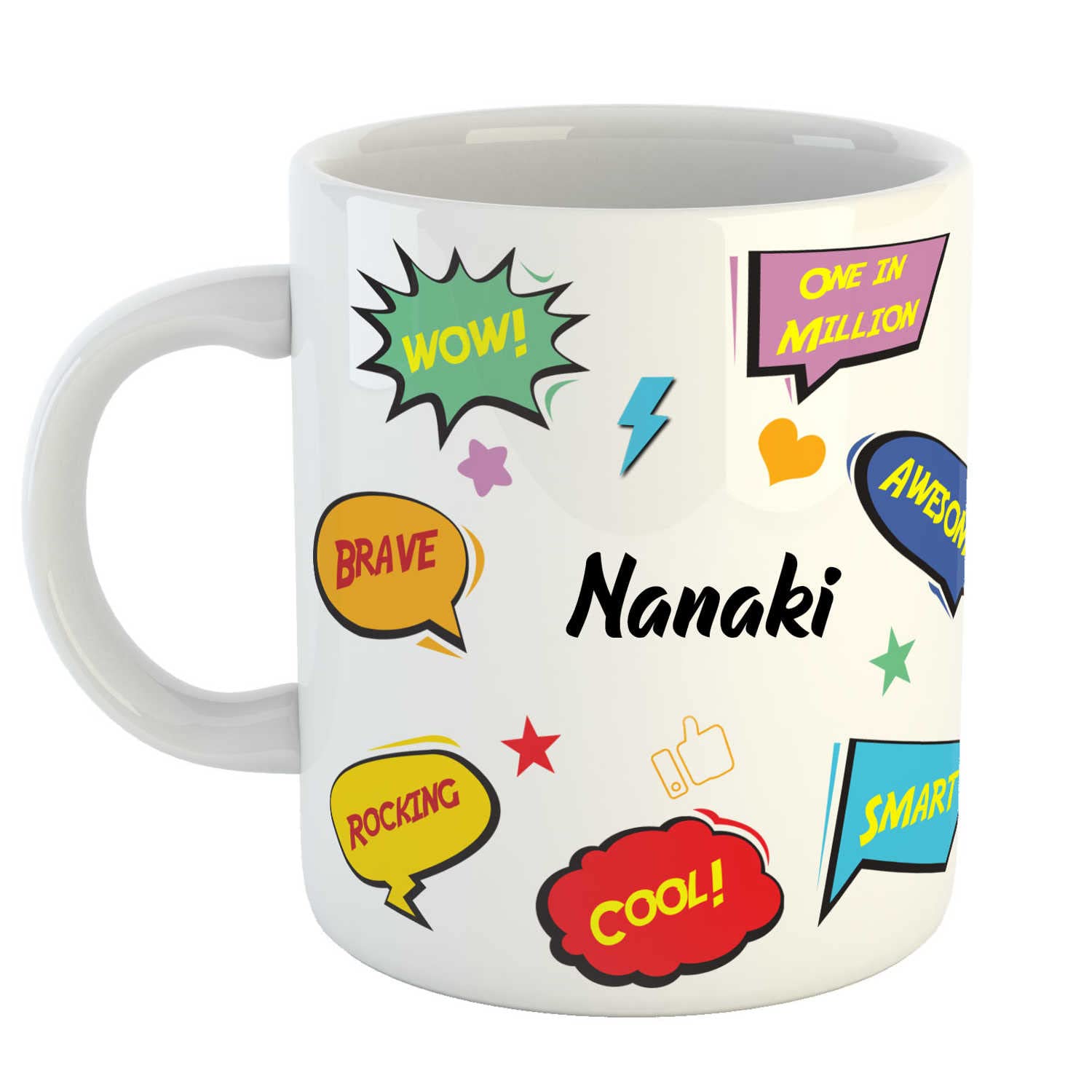 ASHVAH Customized Nanaki Name Ceramic Coffee Mug - Best Birthday Gift for Daughter, Son, Sister, Brother, Return Gift for Kids, Name -Nanaki