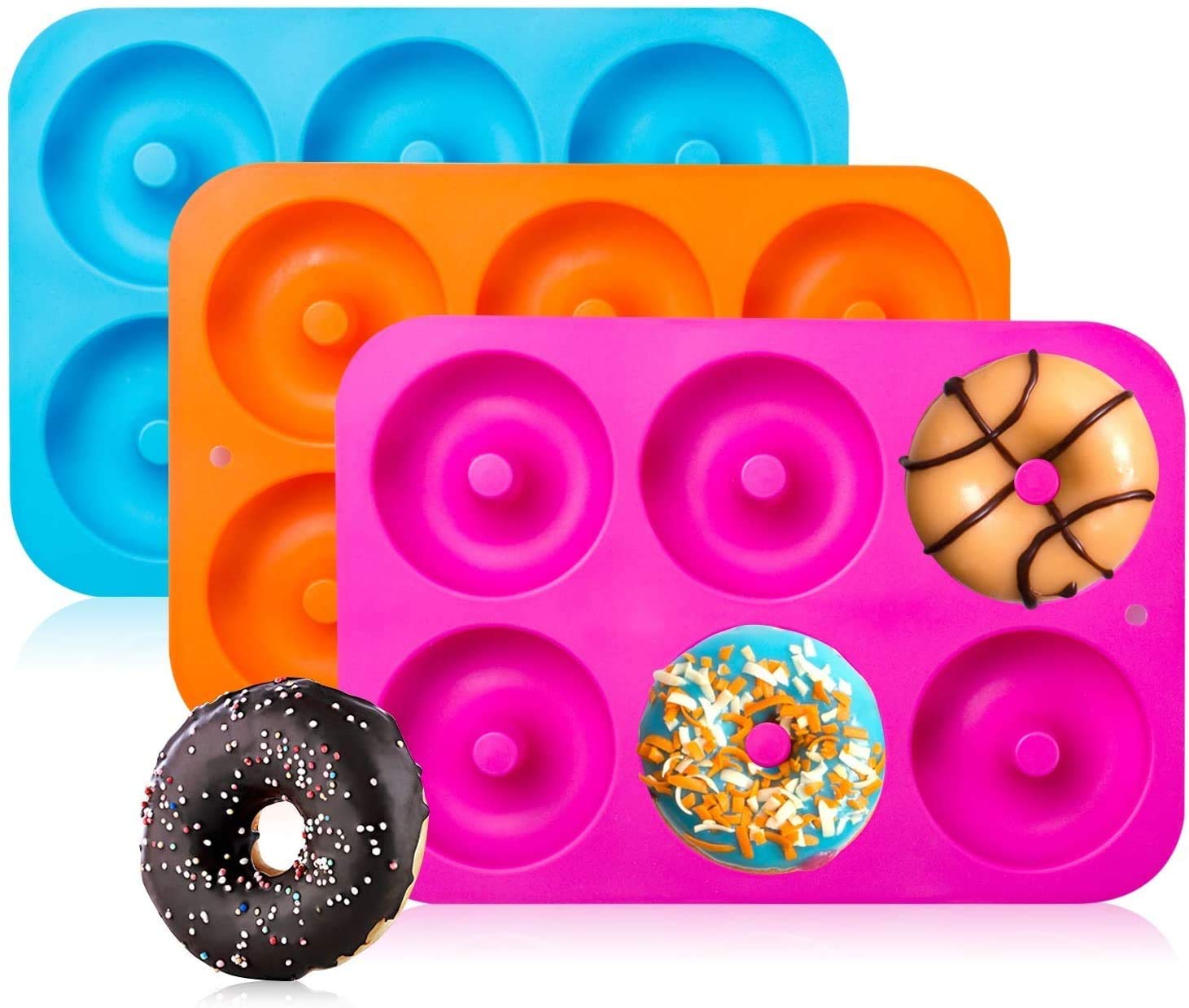 ZollyssSilicone Donut Mold for 6 Doughnuts Food Grade Silicone Bagels Baking Pan, Non-Stick, Dishwasher Safe, Heat Resistant and Microwave