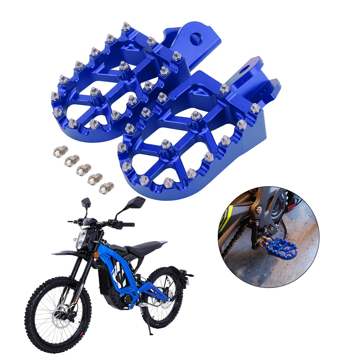 Dirt Bike Foot Pegs Motorcycle Footpegs Foot Pedals Rests CNC for Sur Ron Light Bee S/X Segway X260 X160 Talaria Sting MX3 MX4 Talaria XXX Taparia Blue