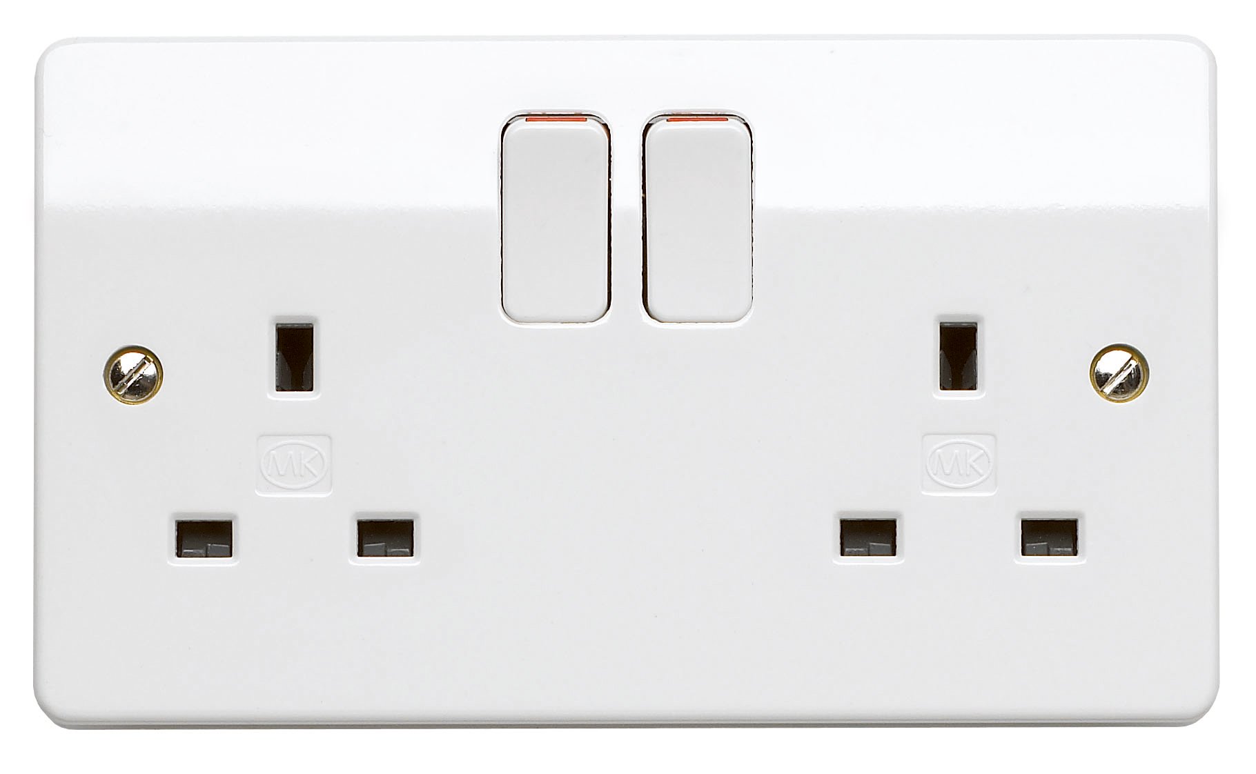 MKLogic Plus Double Socket (K2747 WHI DP) 13A 2 Gang, in white, with inherent antimicrobial properties.