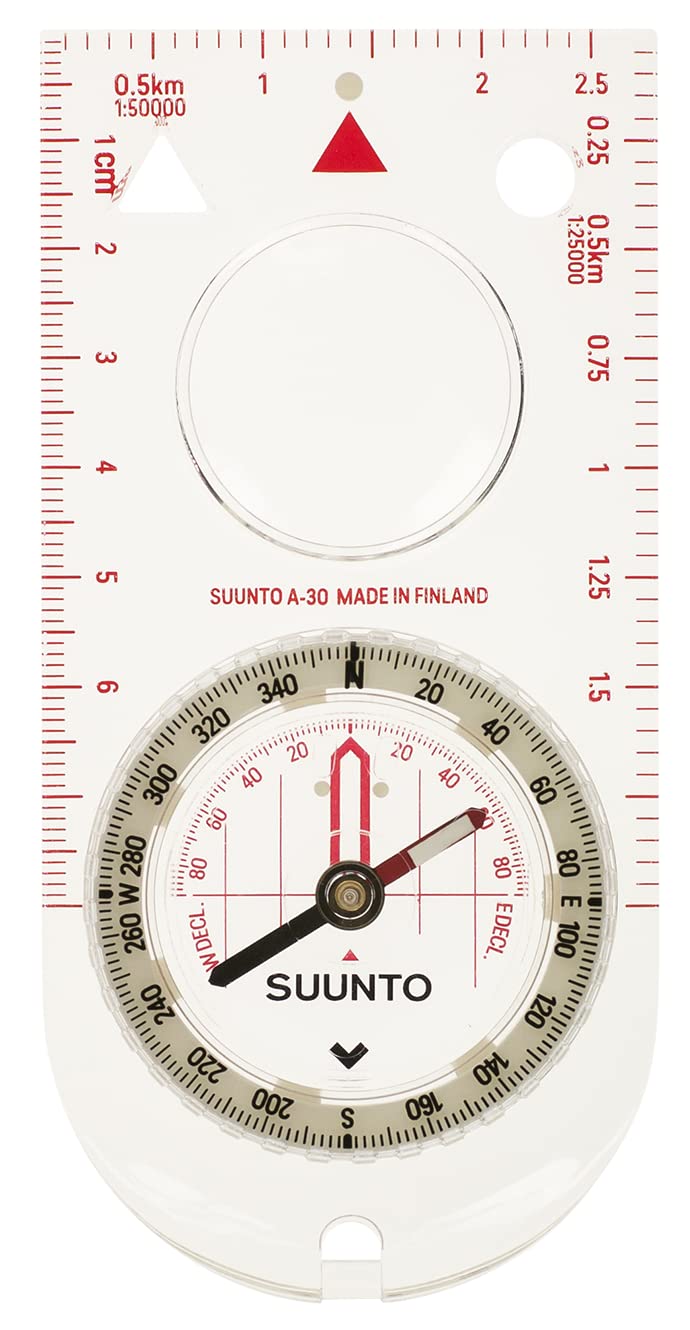 SUUNTOA-30 Compass, Northern Hemisphere, Compact Compass for Easy Use, Metric/Imperial Scale, Accurate Compass for Hiking & Orienteering, Magnifying Len & Luminescent Marking